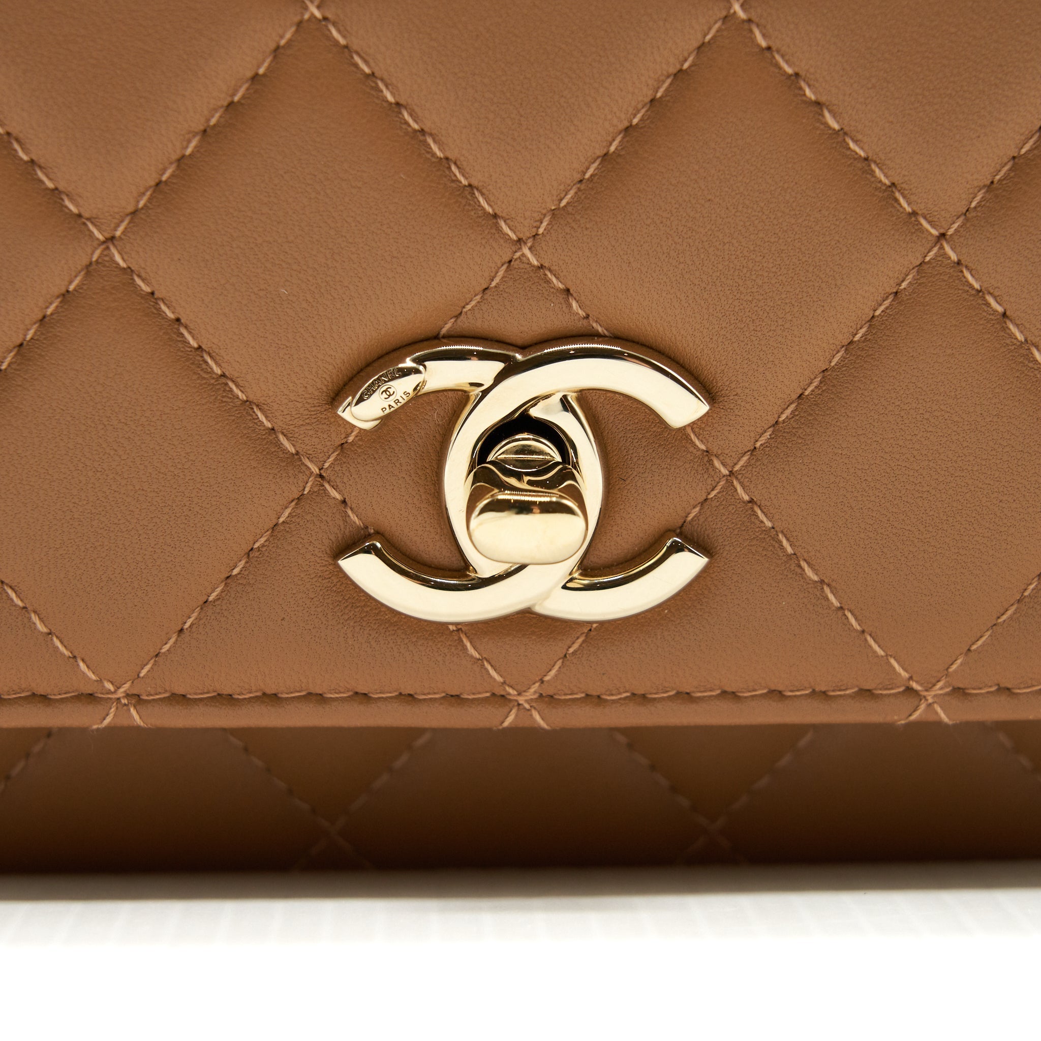 Chanel Trendy CC Wallet On Chain Lambskin Dark Beige L