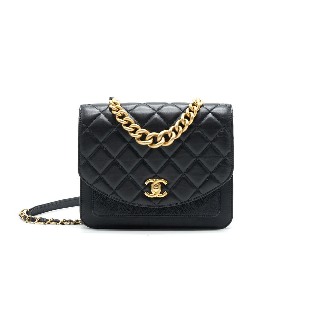 Chanel Quilted Calfskin and Caviar Flap Bag Black