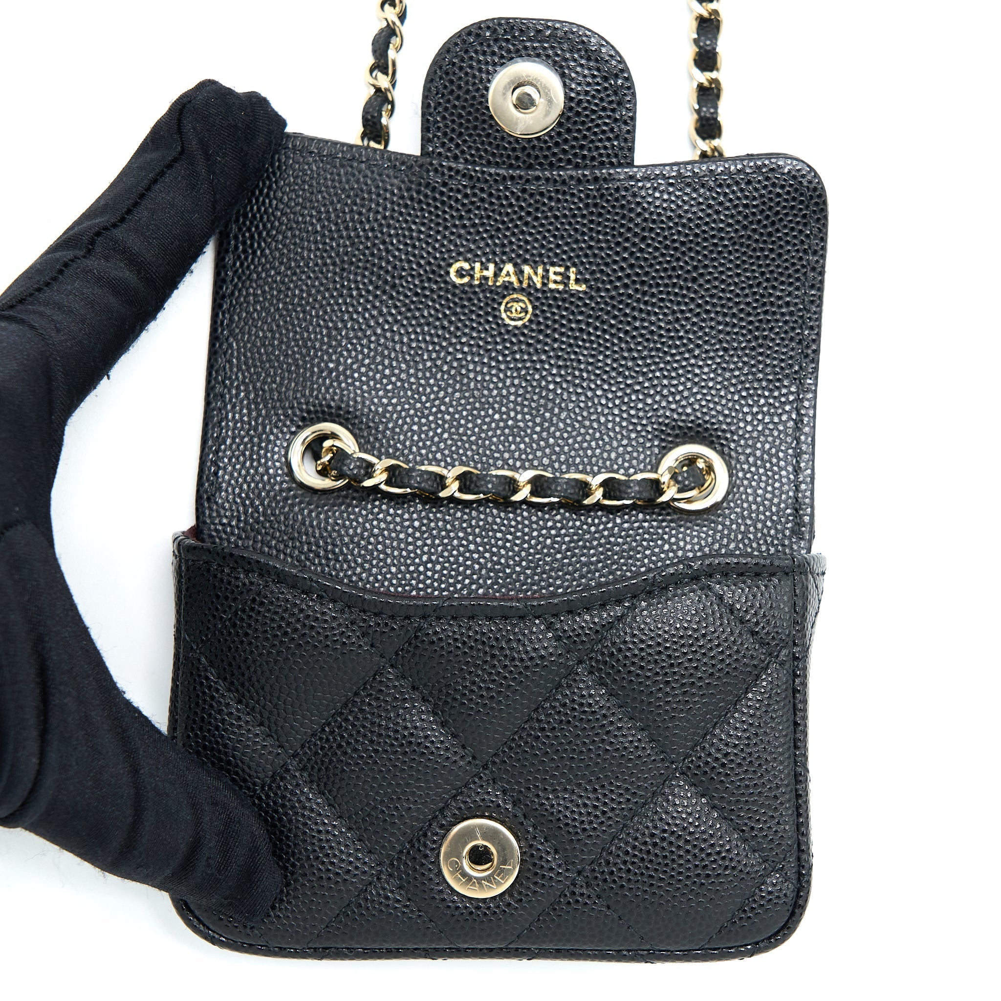 Chanel Flap holder Belt Bag Caviar Black L