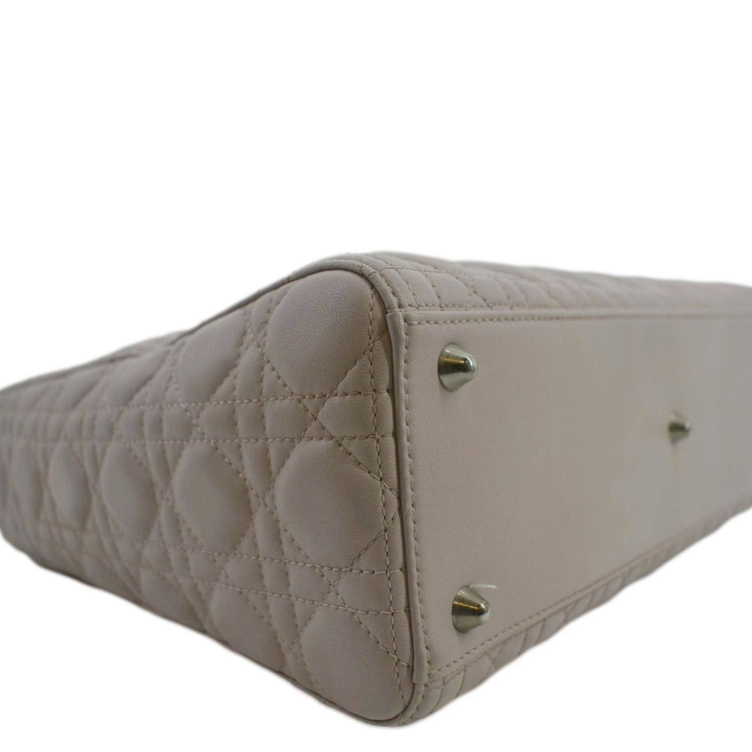 CHRISTIAN DIOR Lady Dior Large Quilted Leather Shoulder Bag Pink