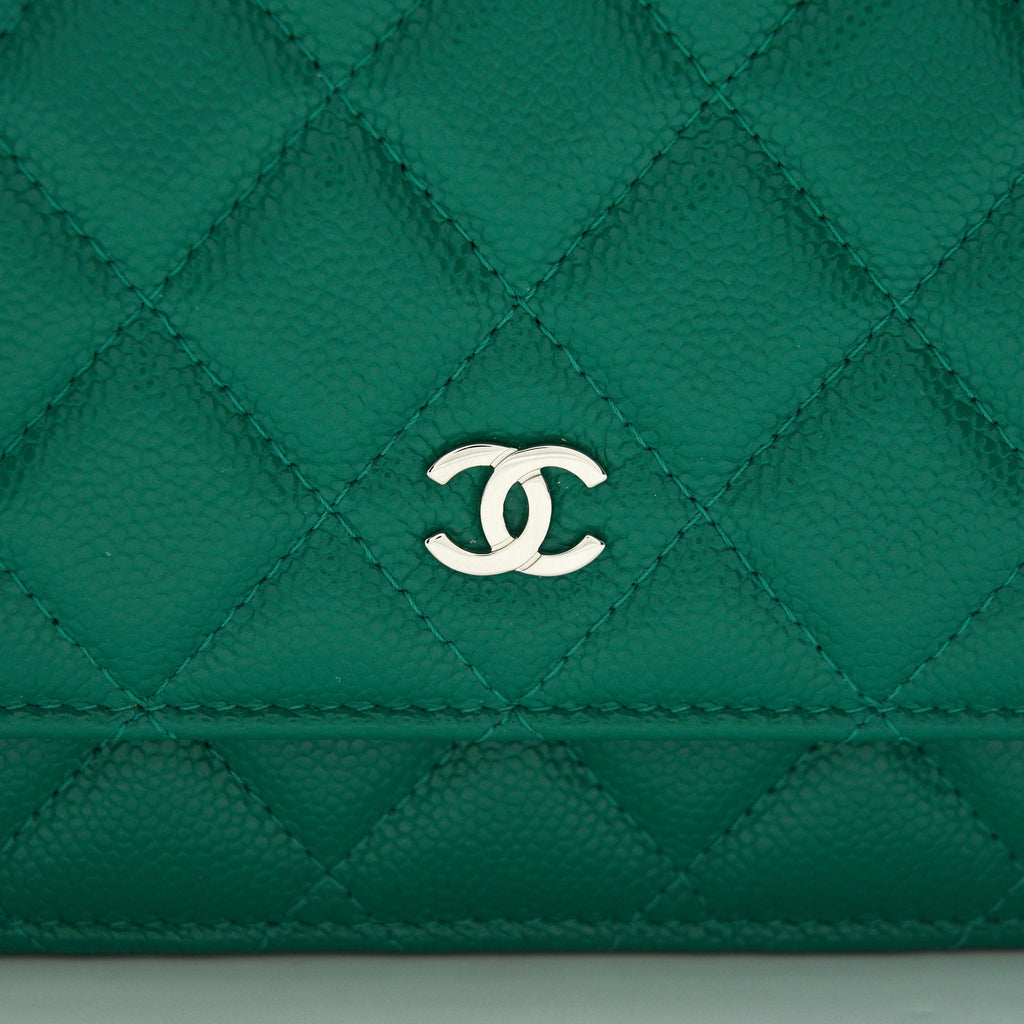 Chanel Classic Wallet On Chain Caviar Green