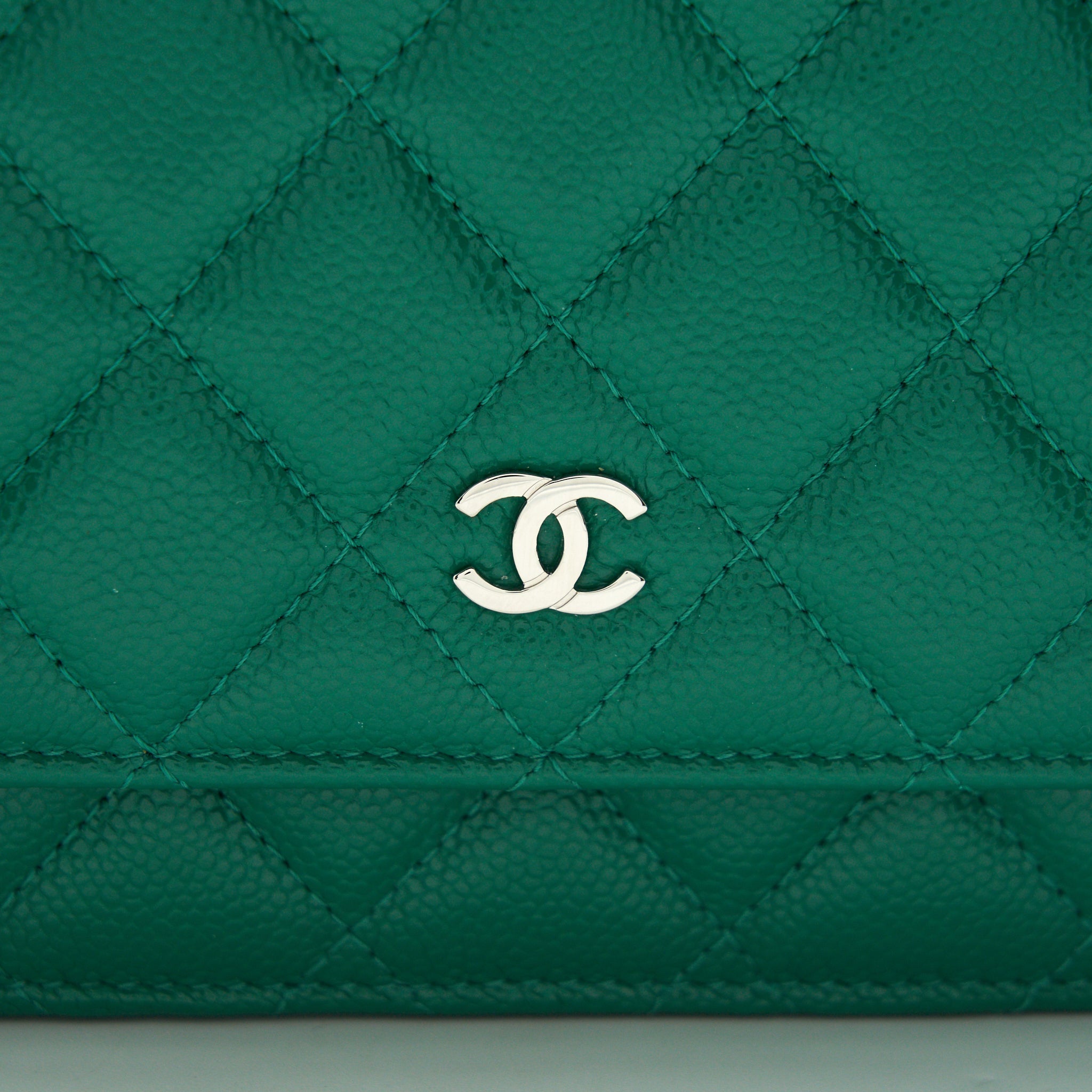 Chanel Classic Wallet On Chain Caviar Green