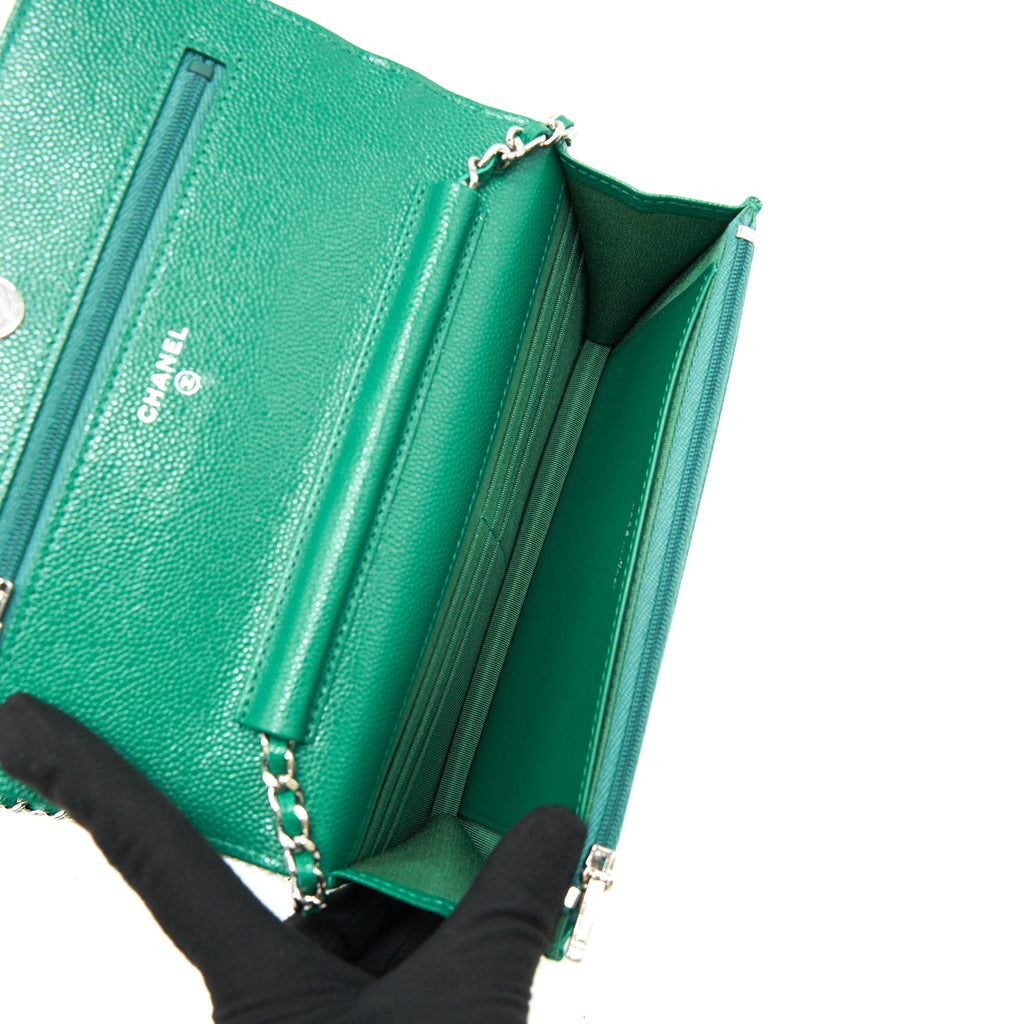 Chanel Classic Wallet On Chain Caviar Green