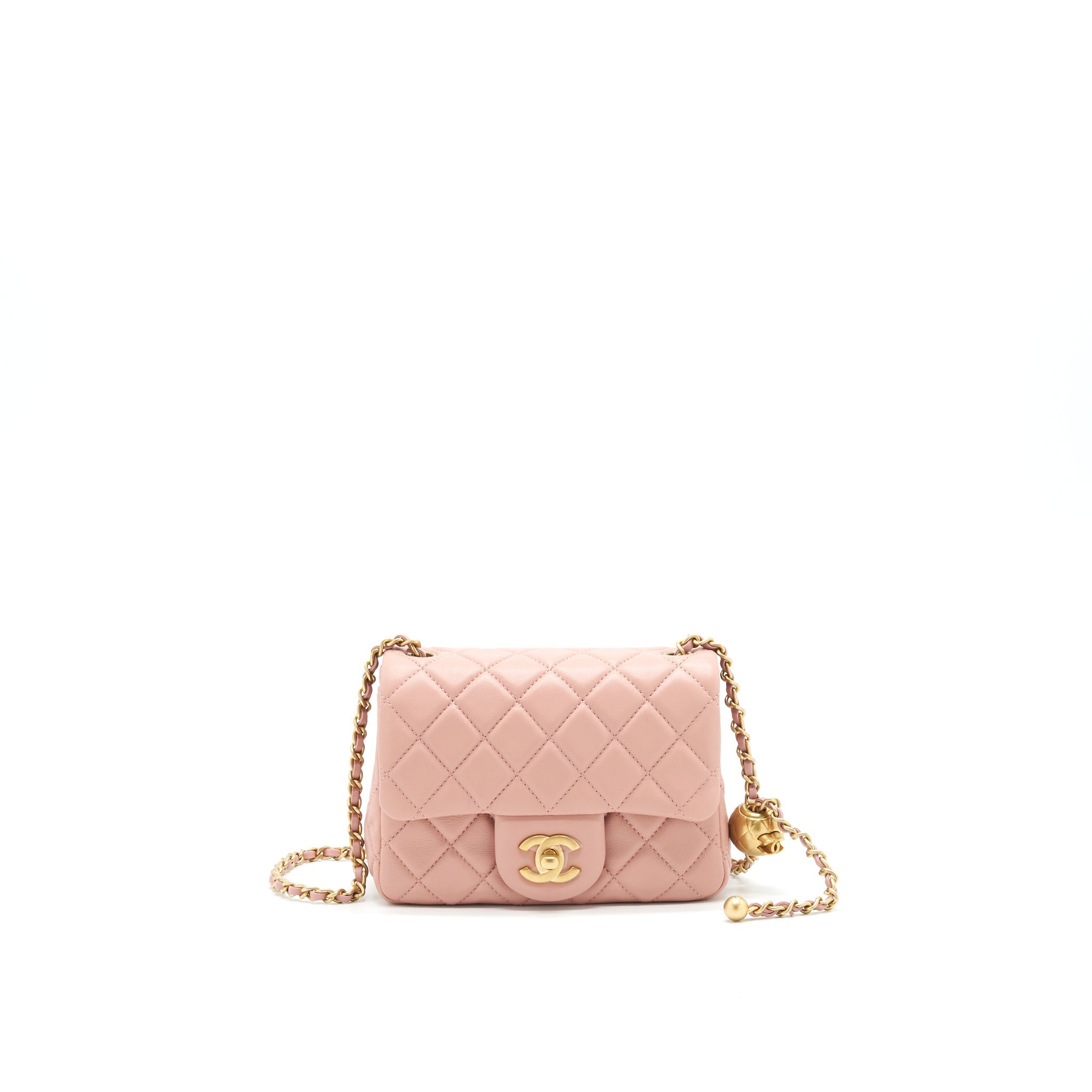 Chanel 21B Light Pink Pearl Crush Mini Square Flap Bag