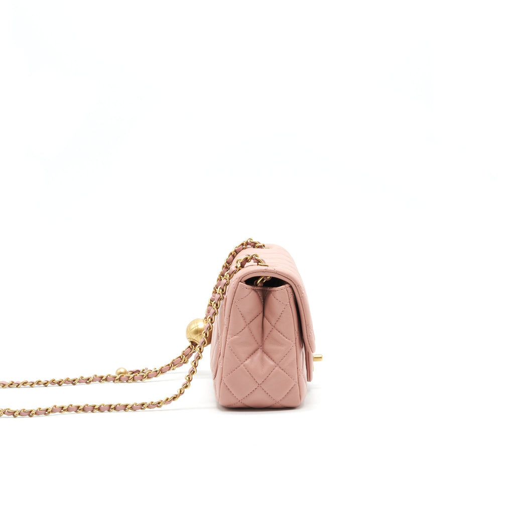 Chanel 21B Light Pink Pearl Crush Mini Square Flap Bag