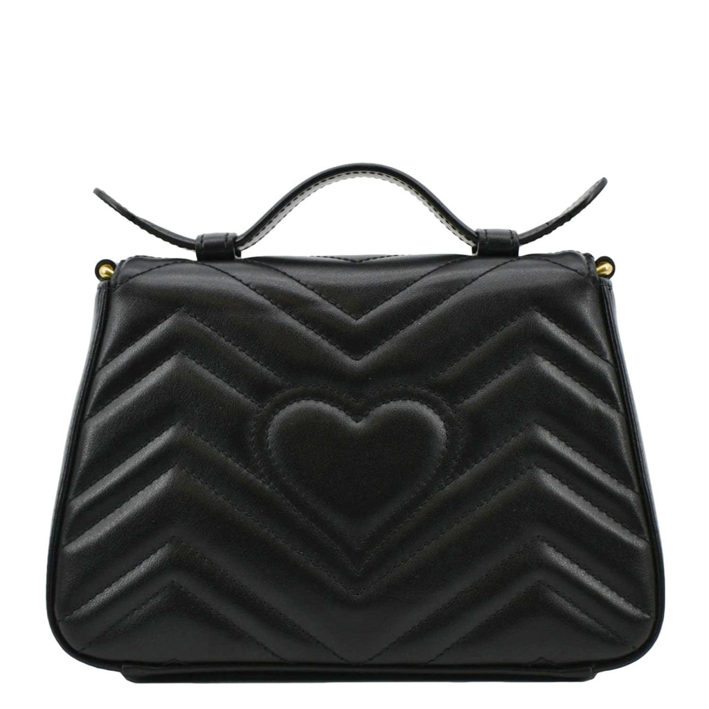 GUCCI GG Marmont Leather Top Handle Crossbody Bag Black 547260