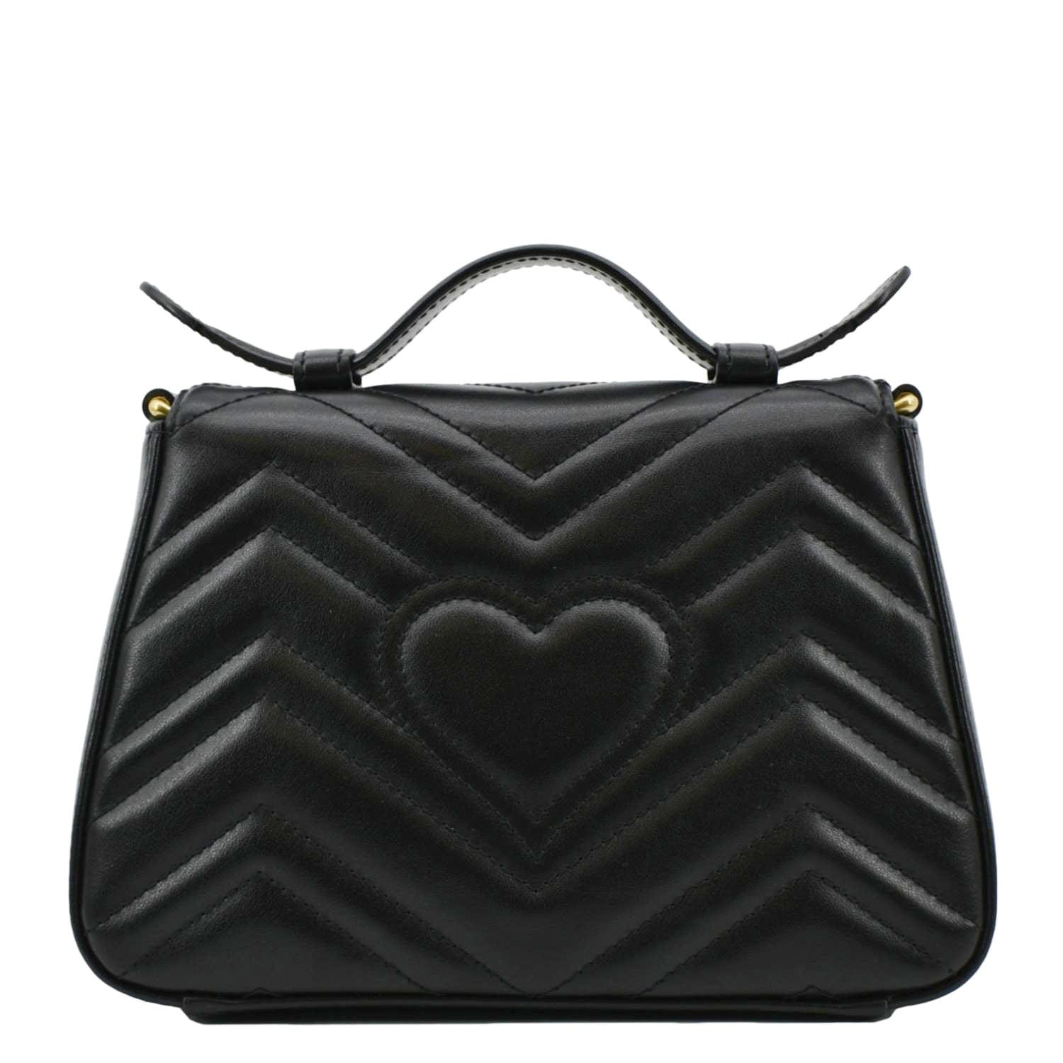 GUCCI GG Marmont Leather Top Handle Crossbody Bag Black 547260