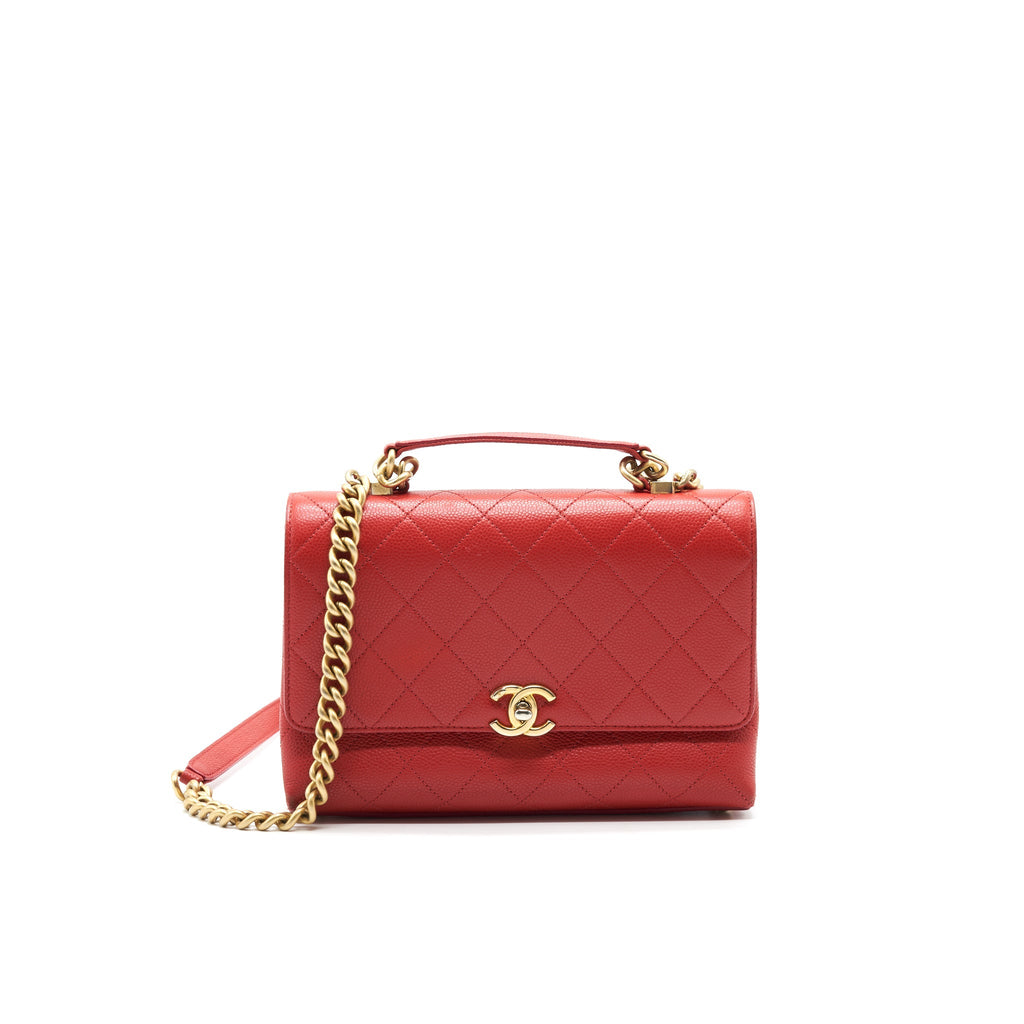 Chanel Flap Shoulder Bag With Chain Caviar in Red