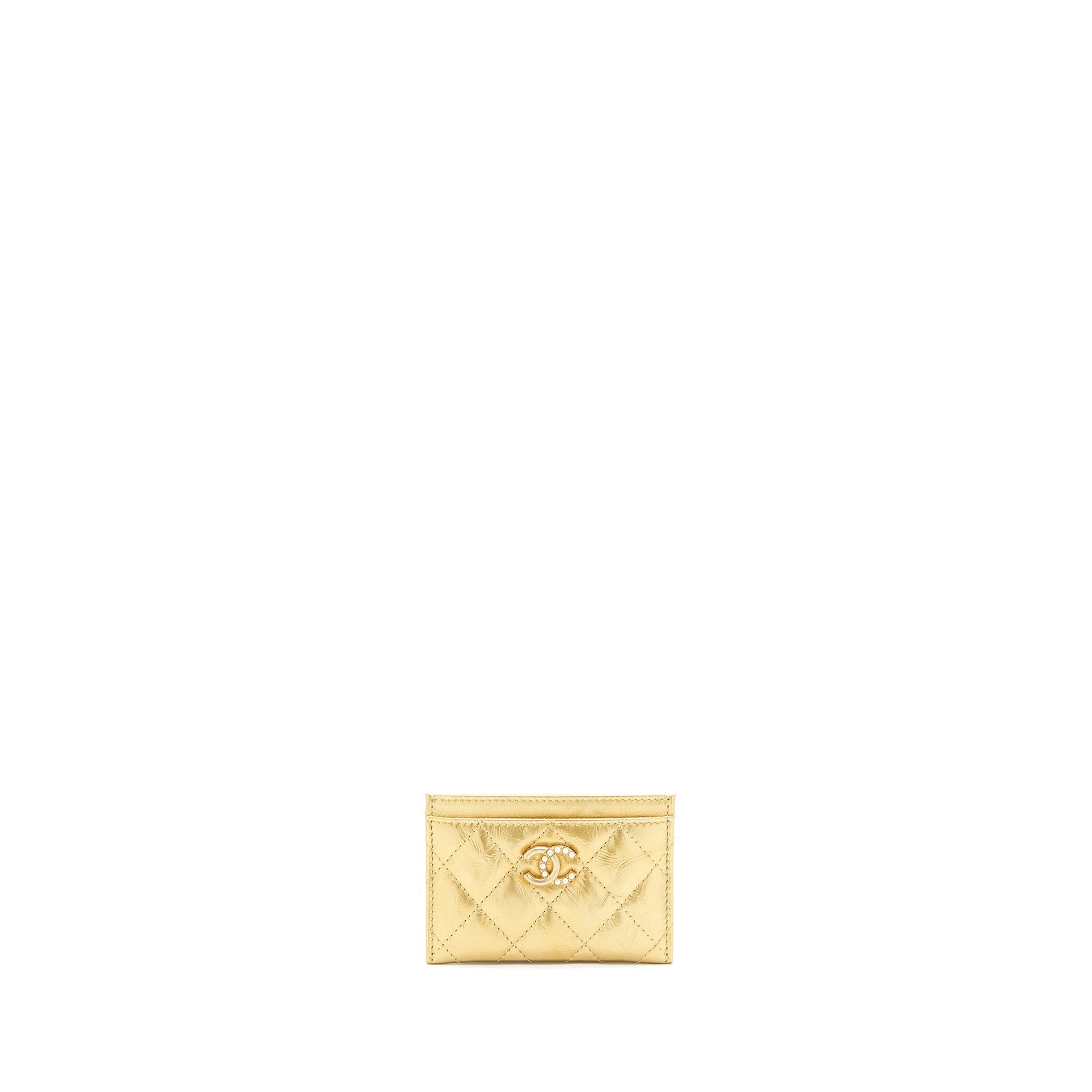 Chanel CC Logo  Holder Gold Lambskin