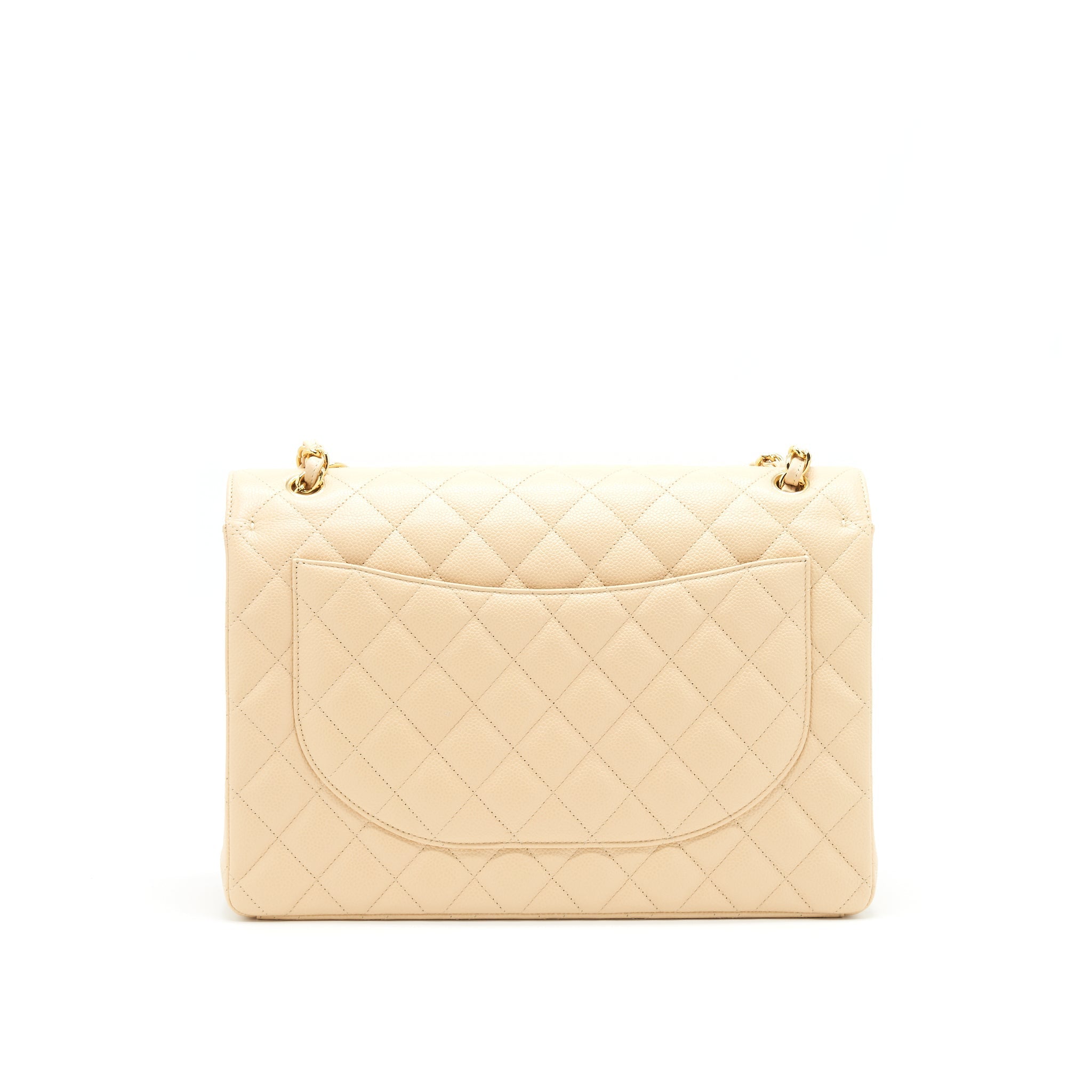 Chanel Maxi Classic Double Flap Bag Caviar beige