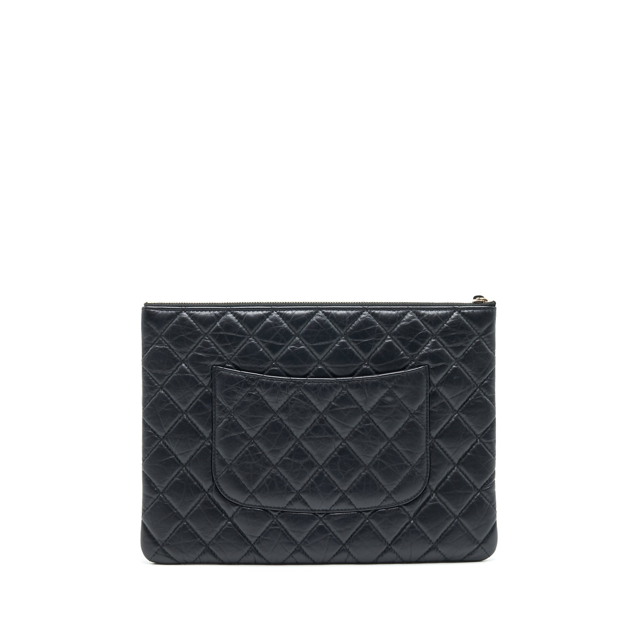 Chanel 2.55 Leather Clutch with Charm Black