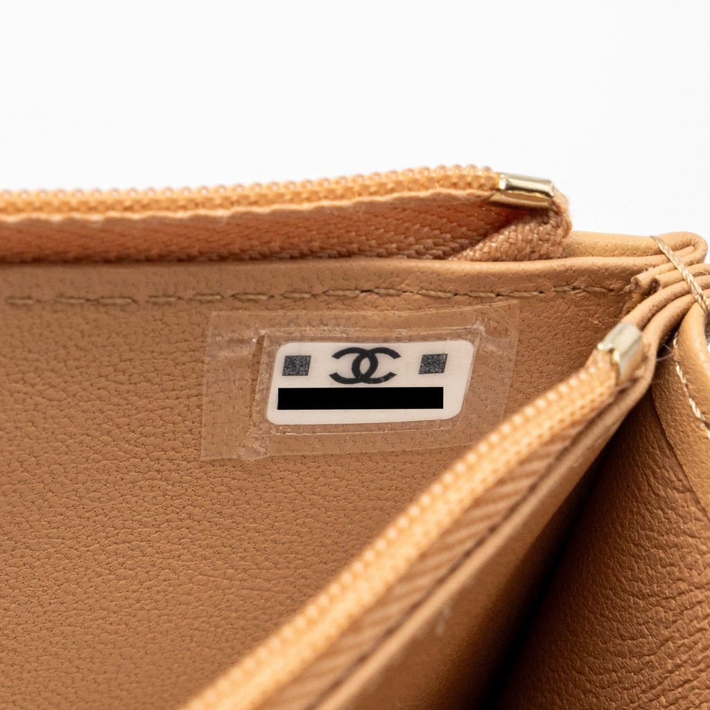 Chanel top handle mini flap clutch lambskin beige L (Microchip)