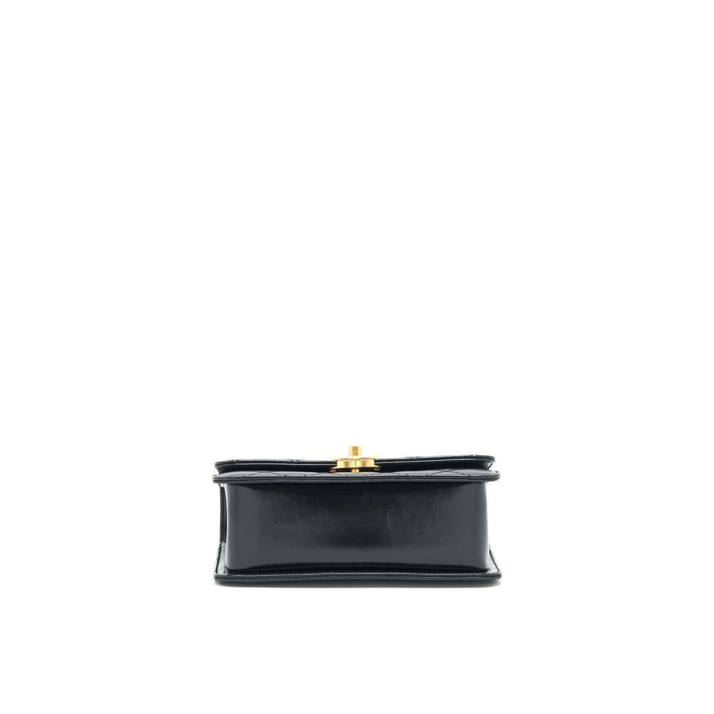 Chanel 21A Gold Crush Mini Flap Bag Calfskin Black