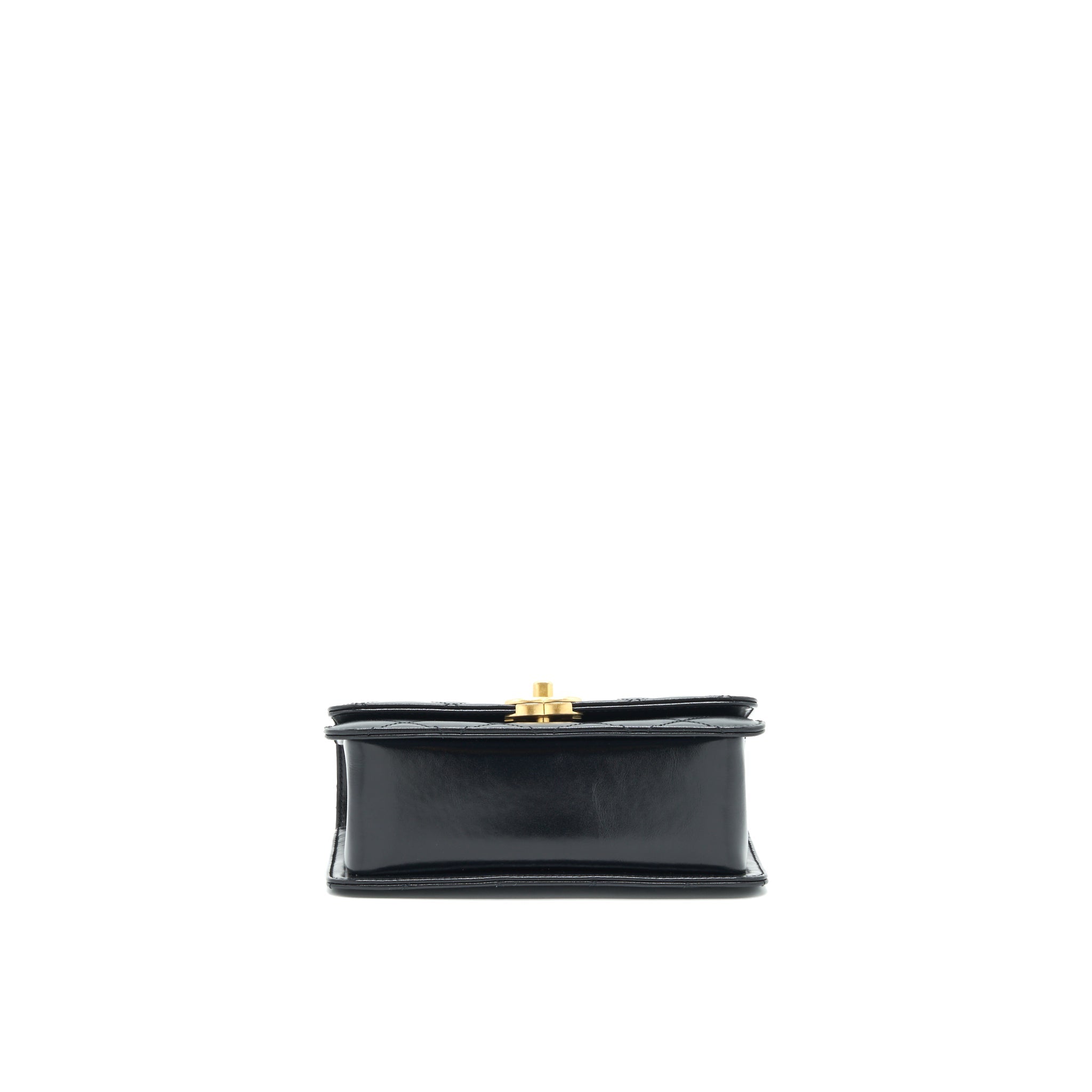 Chanel 21A Gold Crush Mini Flap Bag Calfskin Black