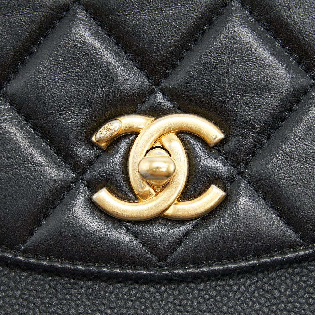 Chanel Quilted Calfskin and Caviar Flap Bag Black