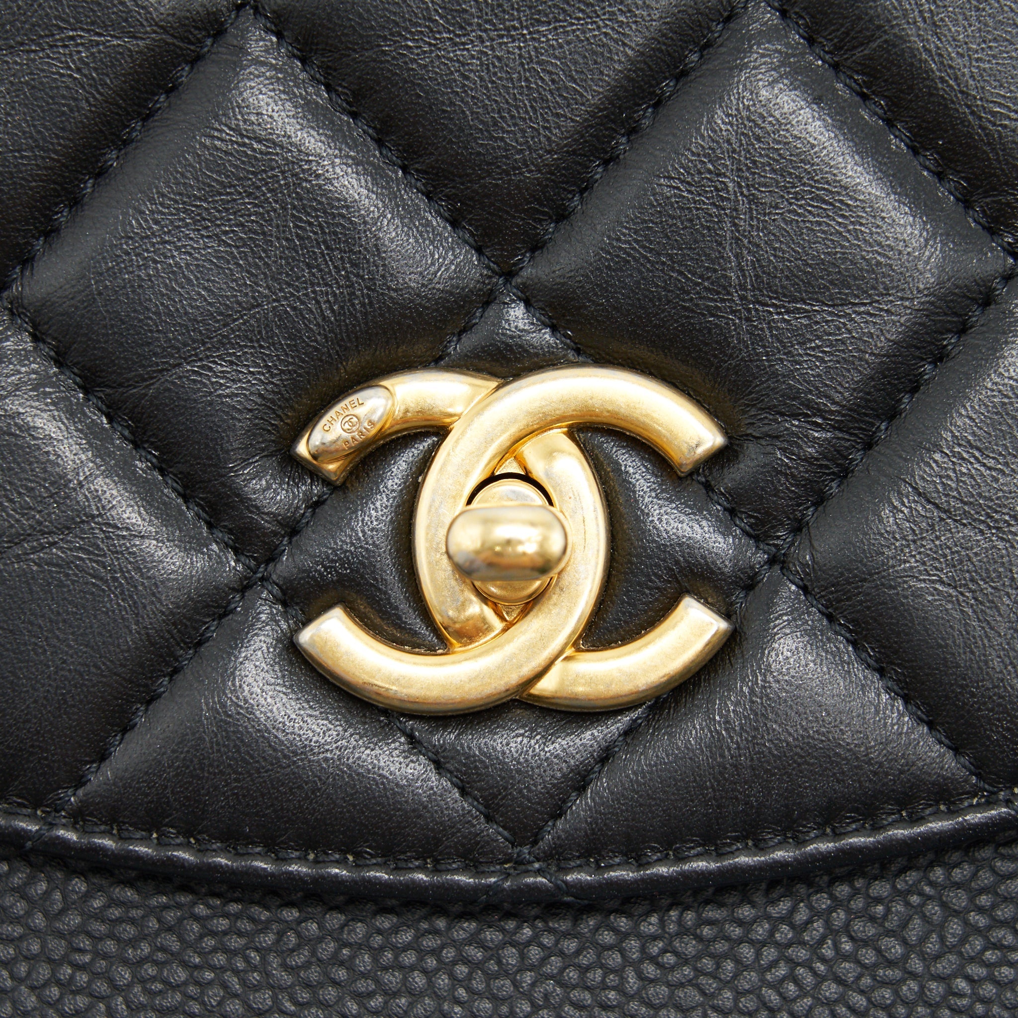 Chanel Quilted Calfskin and Caviar Flap Bag Black