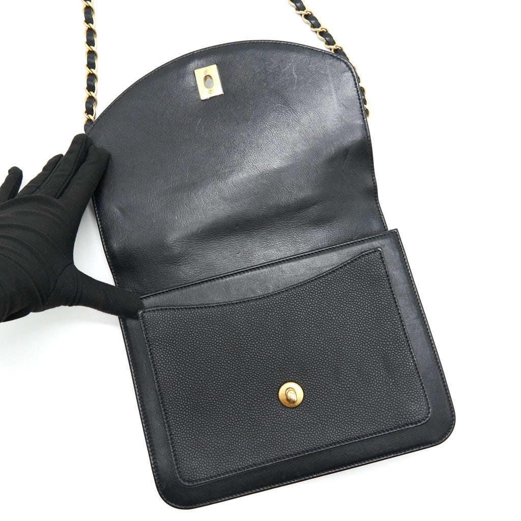 Chanel Quilted Calfskin and Caviar Flap Bag Black