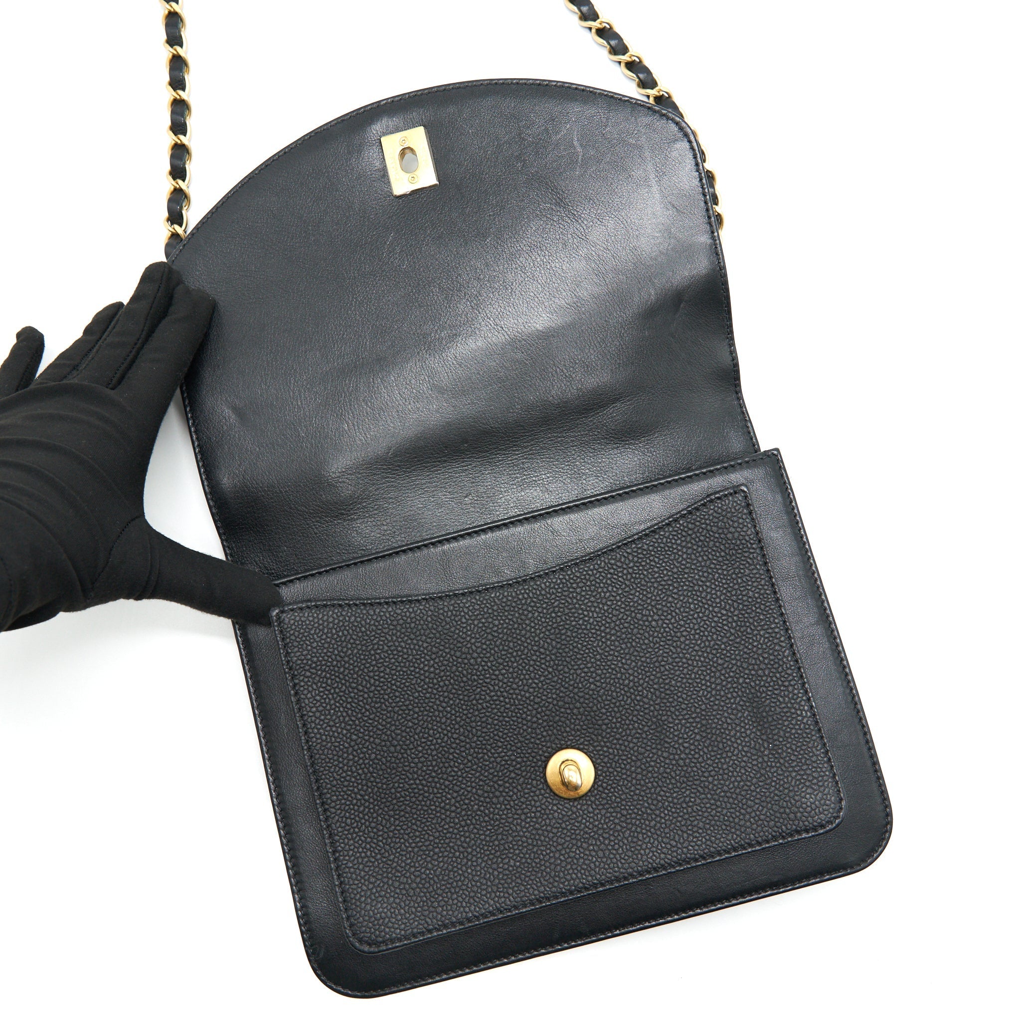 Chanel Quilted Calfskin and Caviar Flap Bag Black