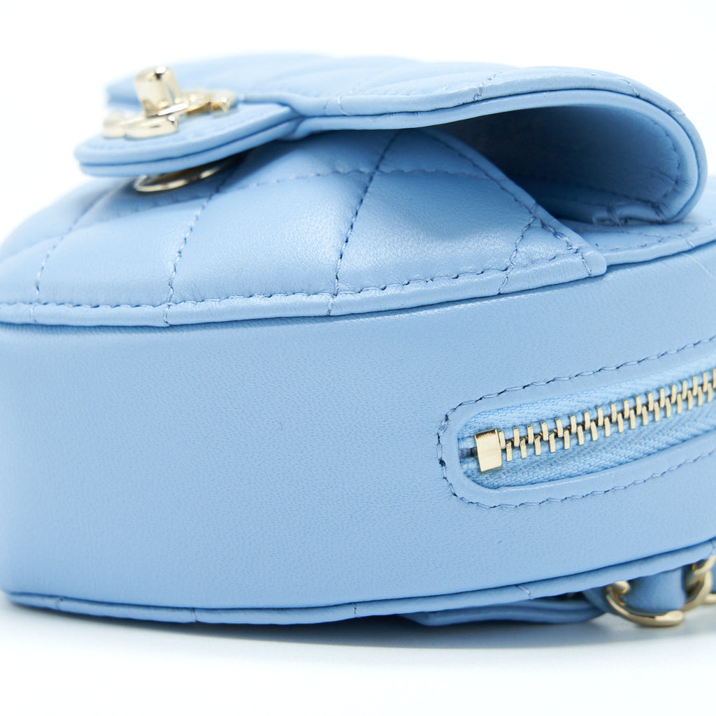 Chanel 22S Heart Belt Bag Lambskin Light Blue L