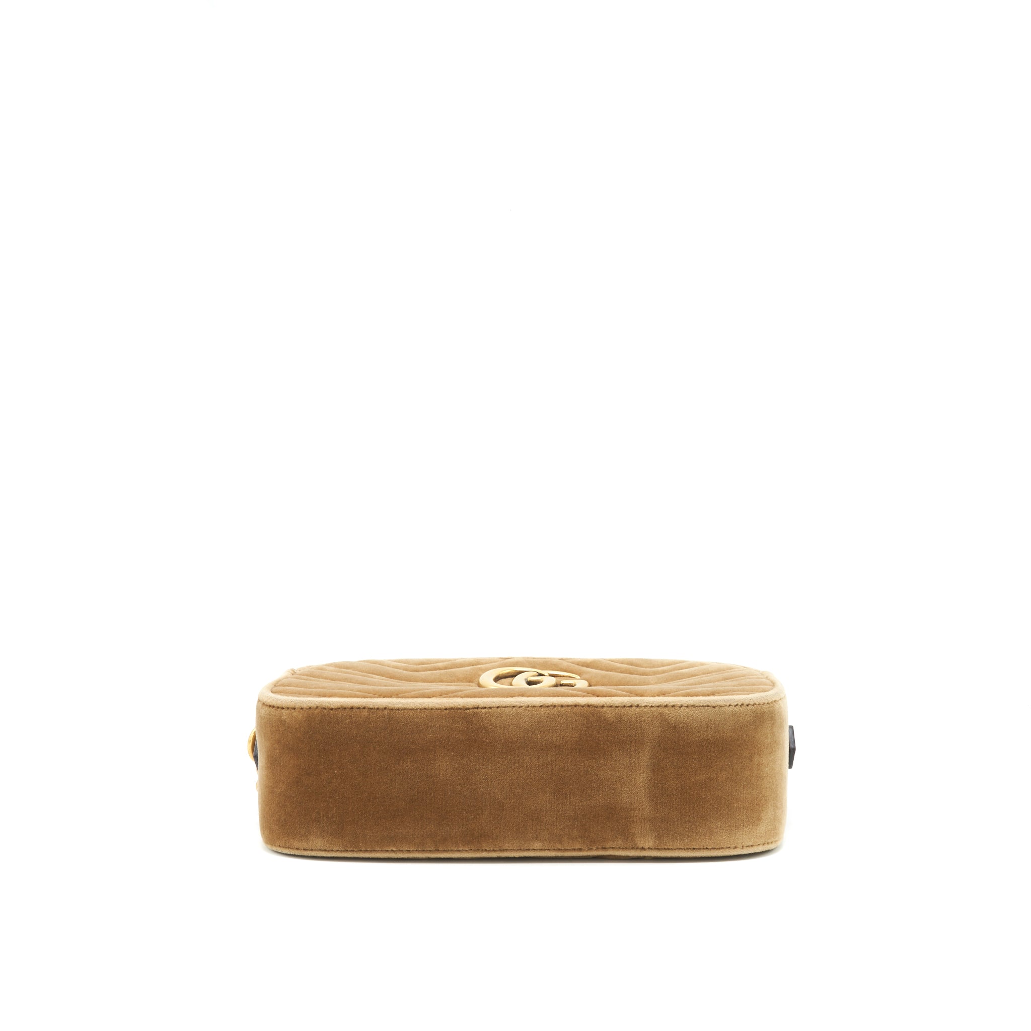 Gucci GG Marmont Camera Bag Velvet Gold Tan