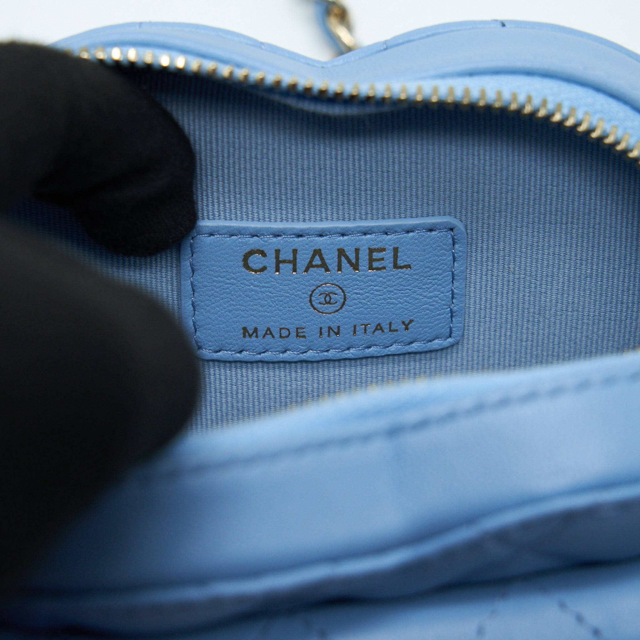 Chanel 22S Heart Belt Bag Lambskin Light Blue L