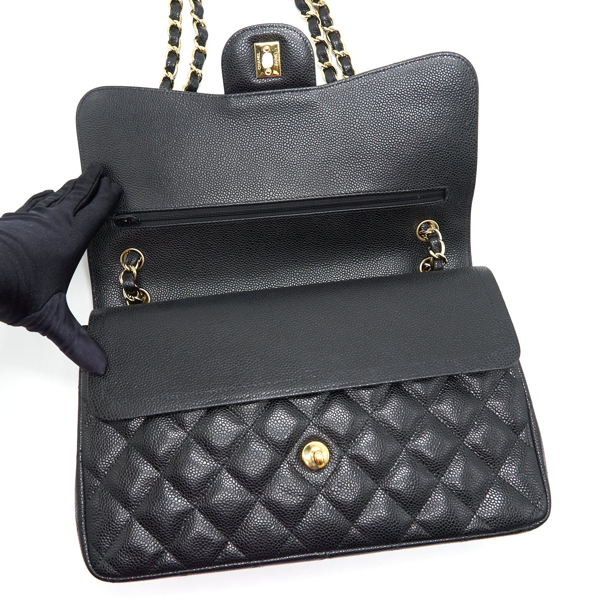Chanel Classic Jumbo Double Flap Bag Black Cavier