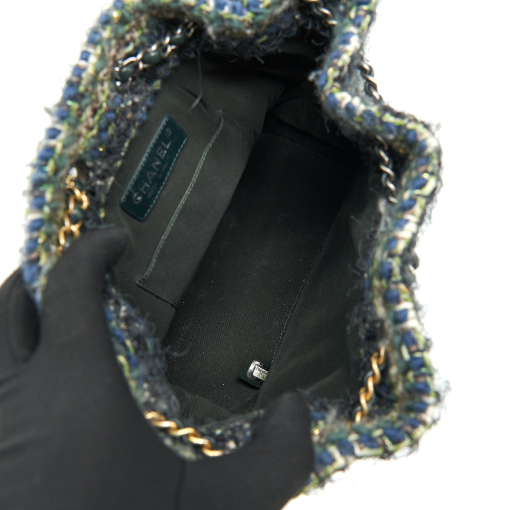 CHANEL GABRIELLE TWEED BACKPACK DARK GREEN