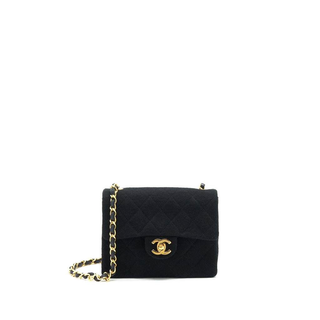 Chanel Vintage Fabric Mini Square Flap Bag Black