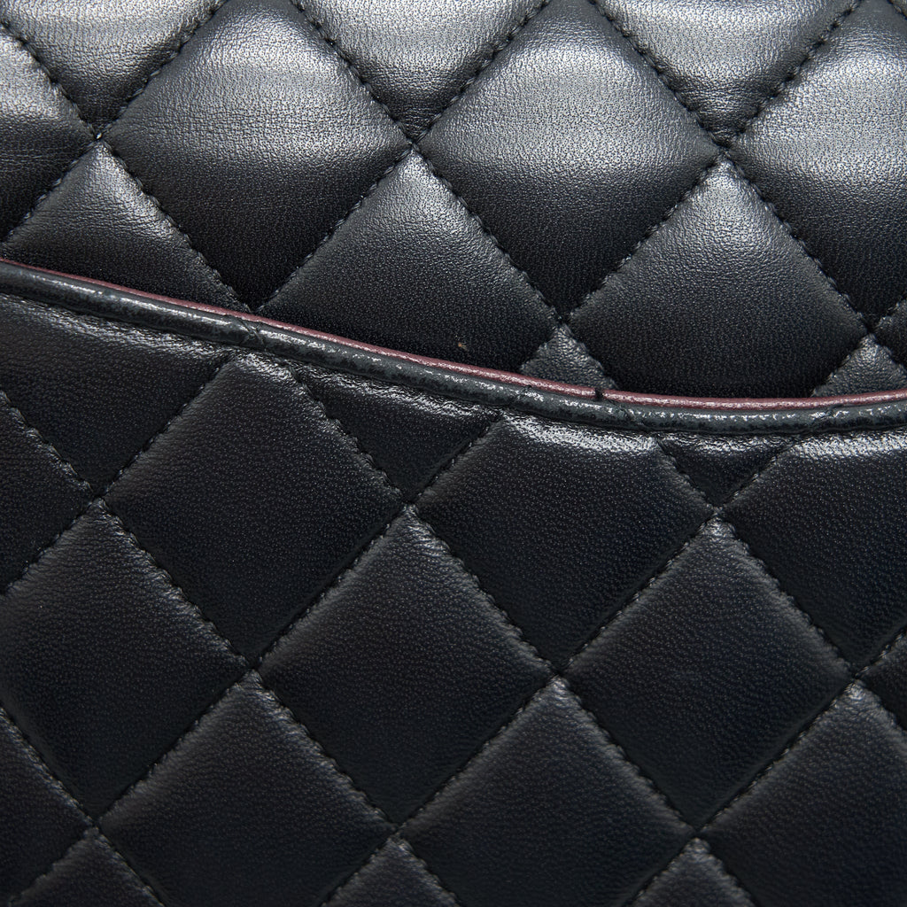 CHANEL MEDIUM CLASSIC DOUBLE FLAP LAMBSKIN BLACK