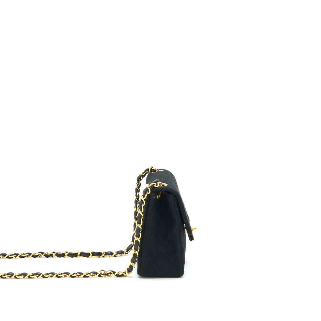 Chanel Vintage Fabric Mini Square Flap Bag Black