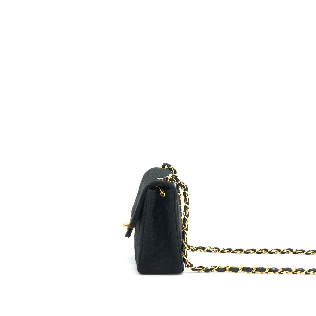 Chanel Vintage Fabric Mini Square Flap Bag Black