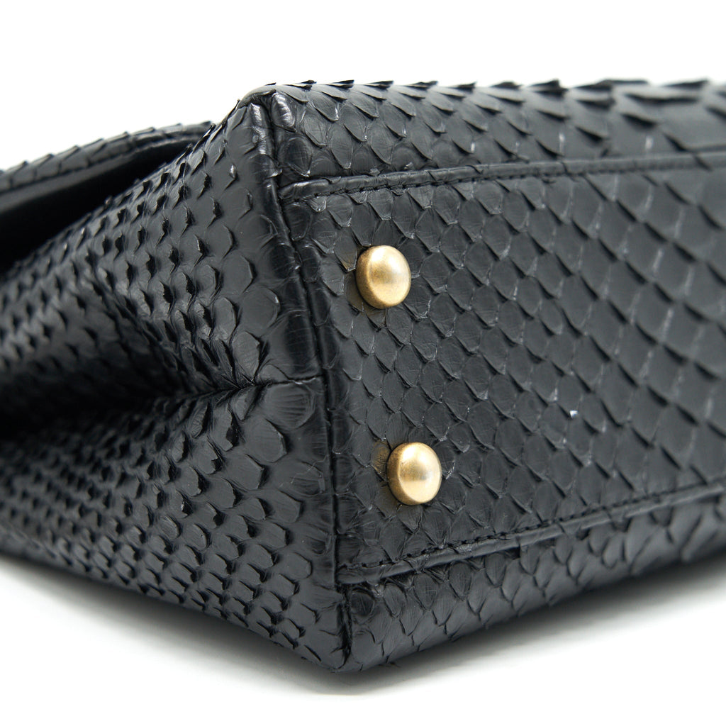 Chanel Coco Handle Mini Python Leather Black