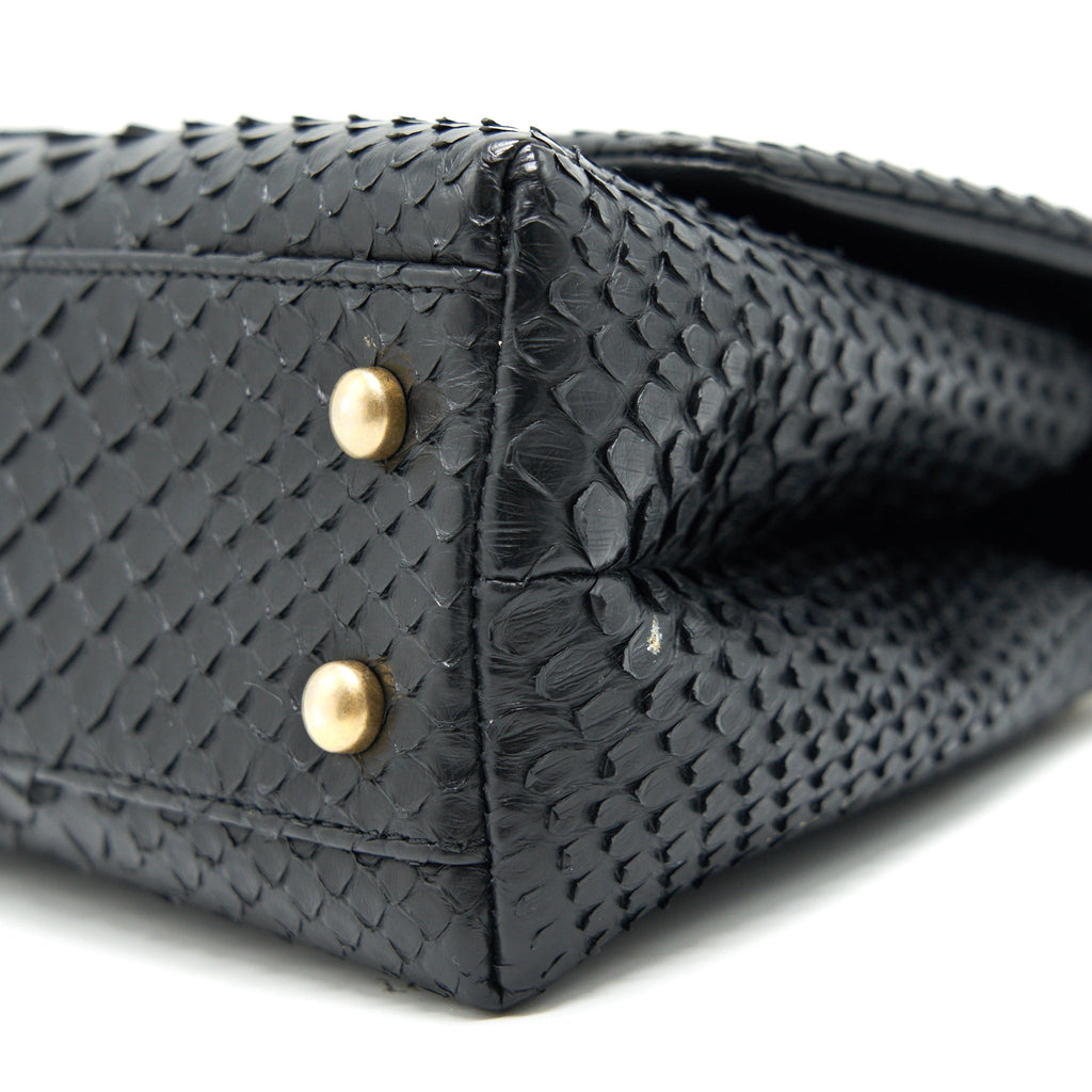 Chanel Coco Handle Mini Python Leather Black