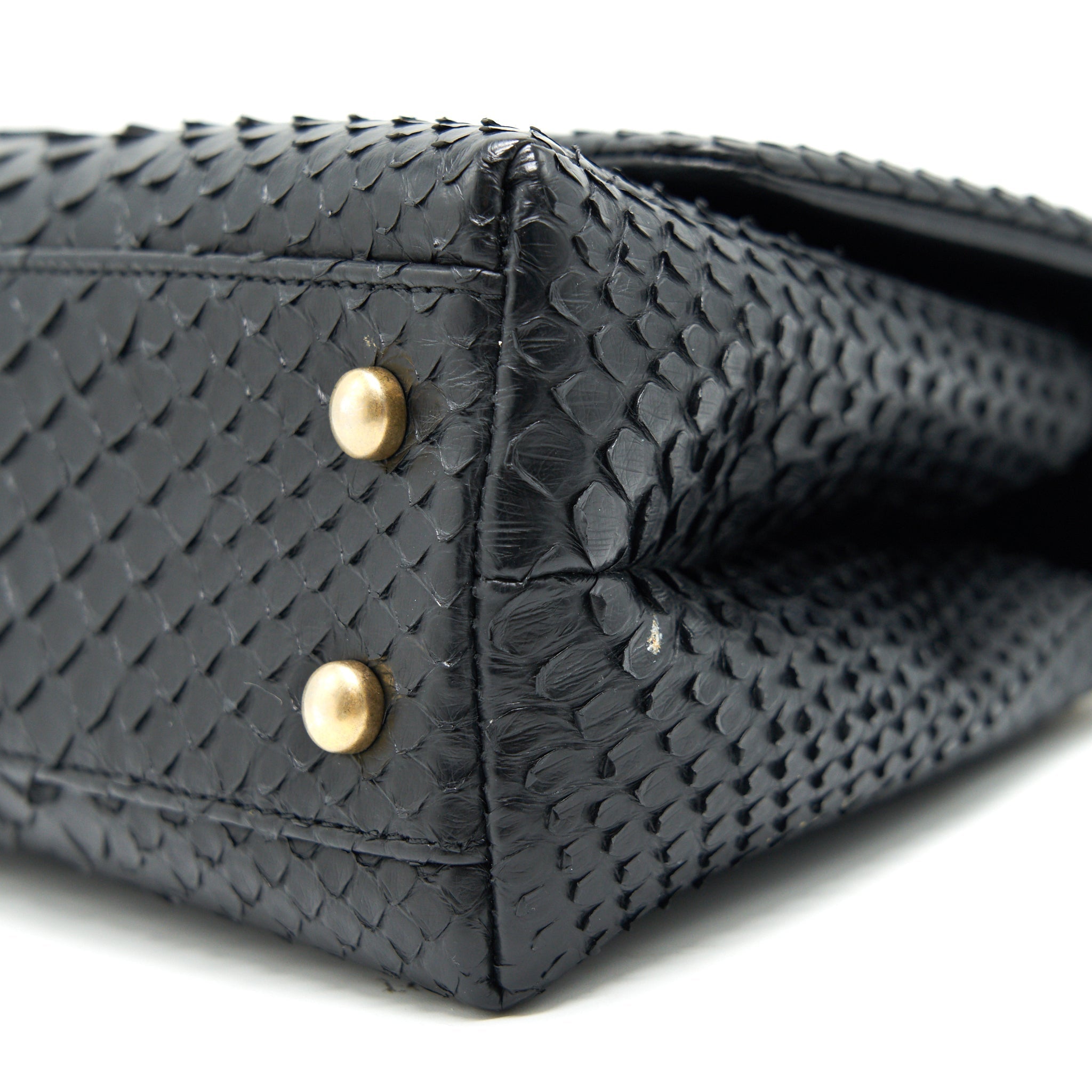 Chanel Coco Handle Mini Python Leather Black