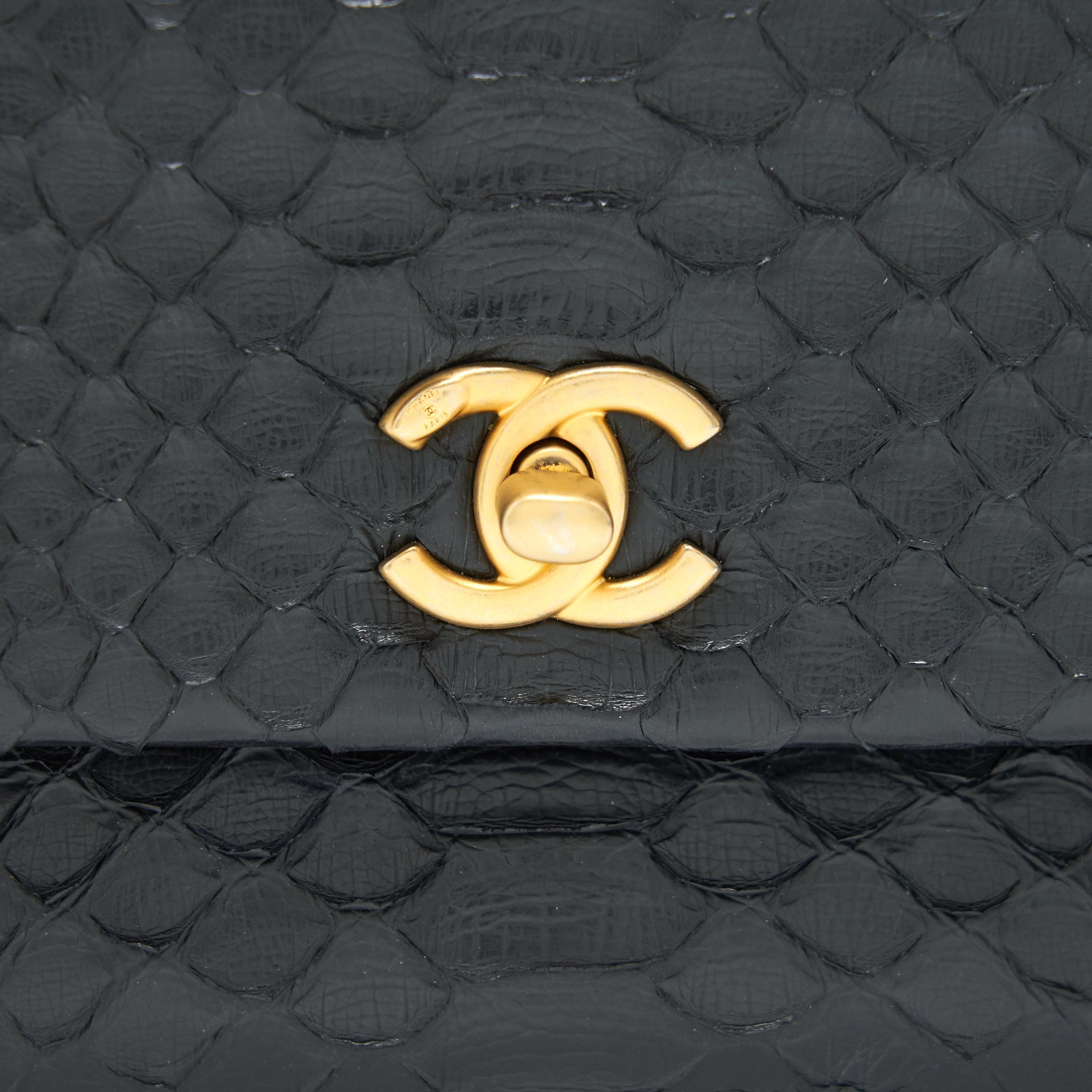 Chanel Coco Handle Mini Python Leather Black
