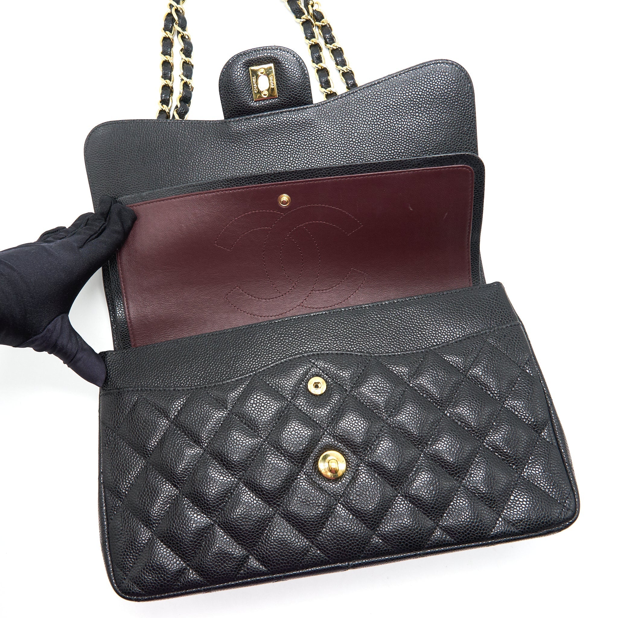Chanel Classic Jumbo Double Flap Bag Black Cavier
