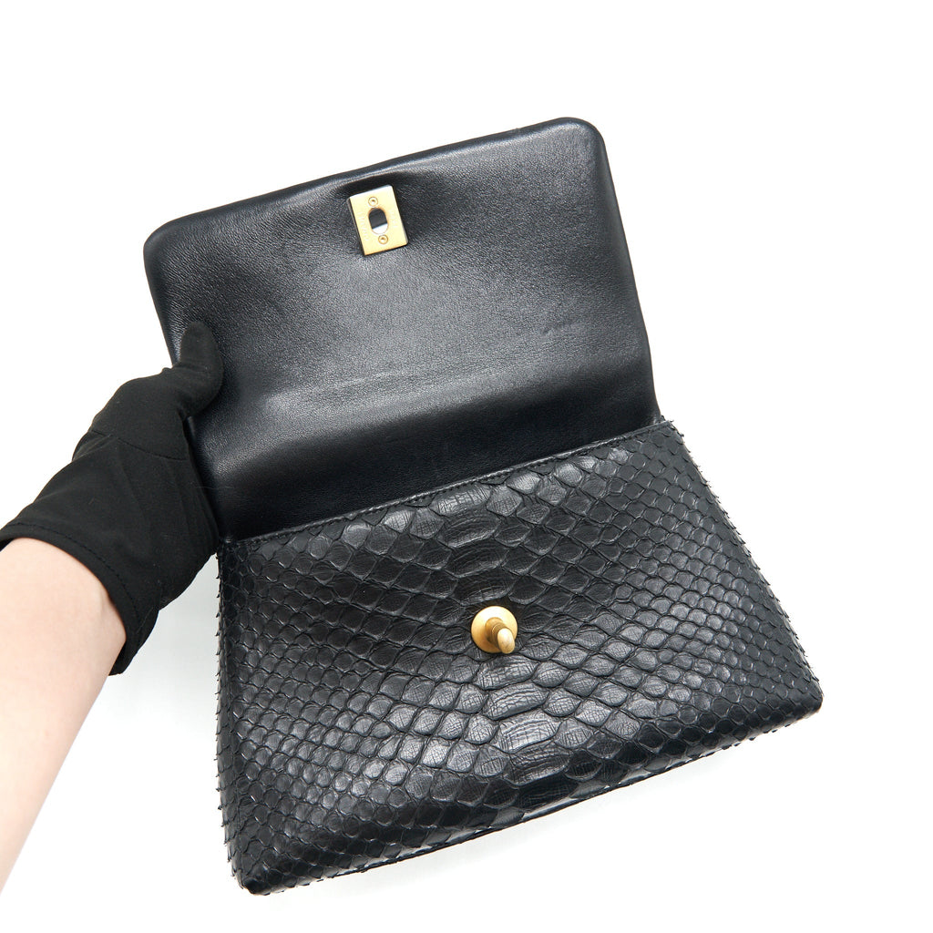 Chanel Coco Handle Mini Python Leather Black