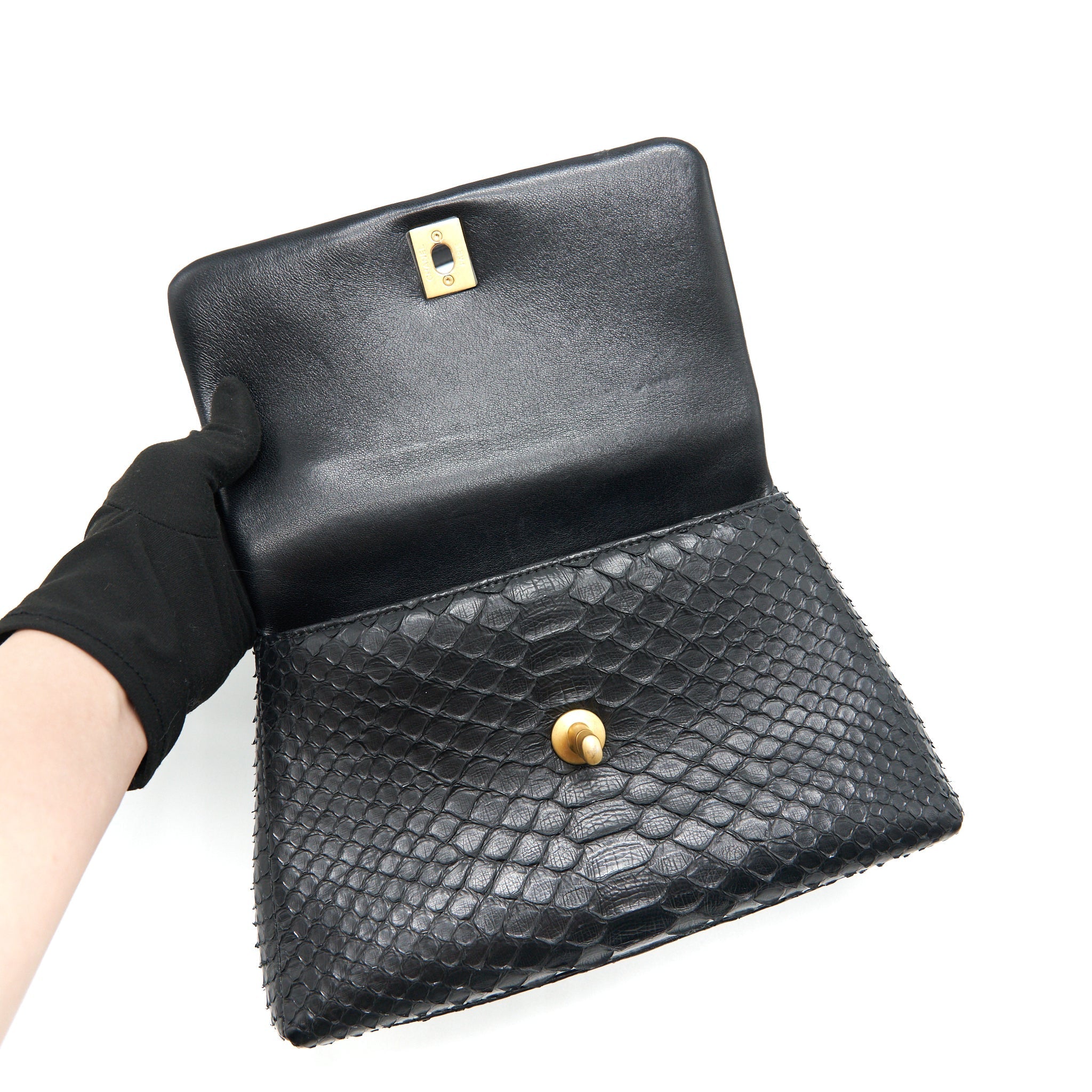 Chanel Coco Handle Mini Python Leather Black