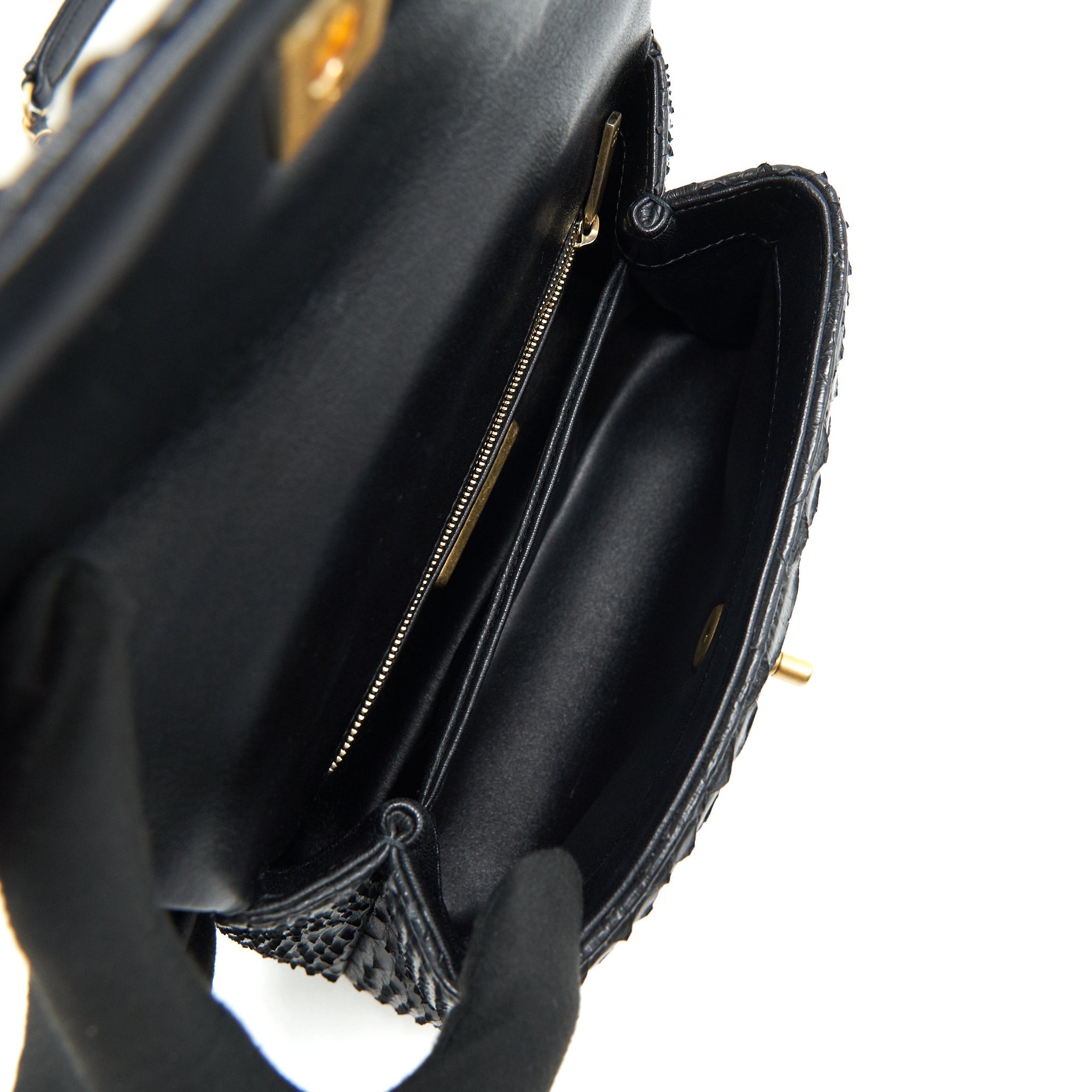 Chanel Coco Handle Mini Python Leather Black