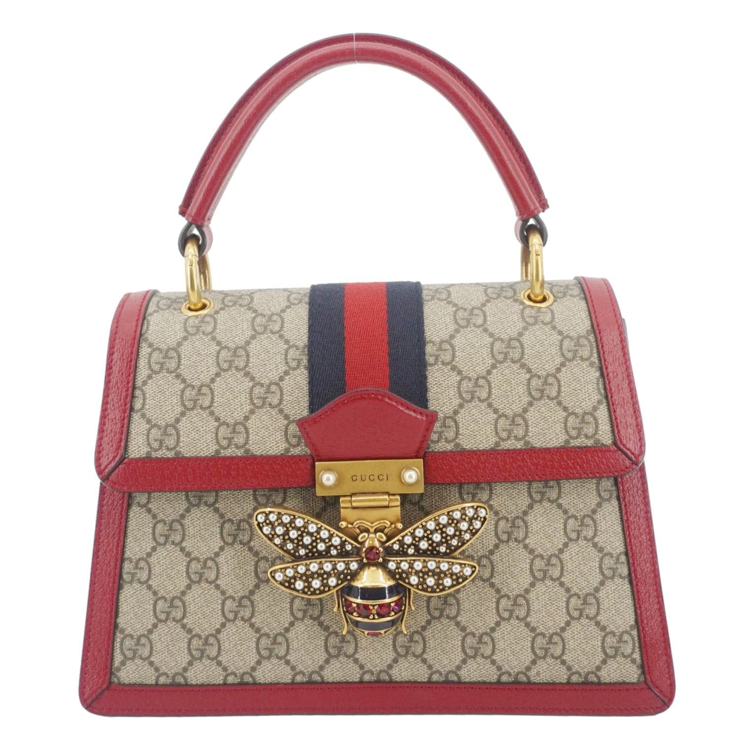 GUCCI Queen Margaret Bee GG Supreme Canvas Shoulder Bag Red 476541