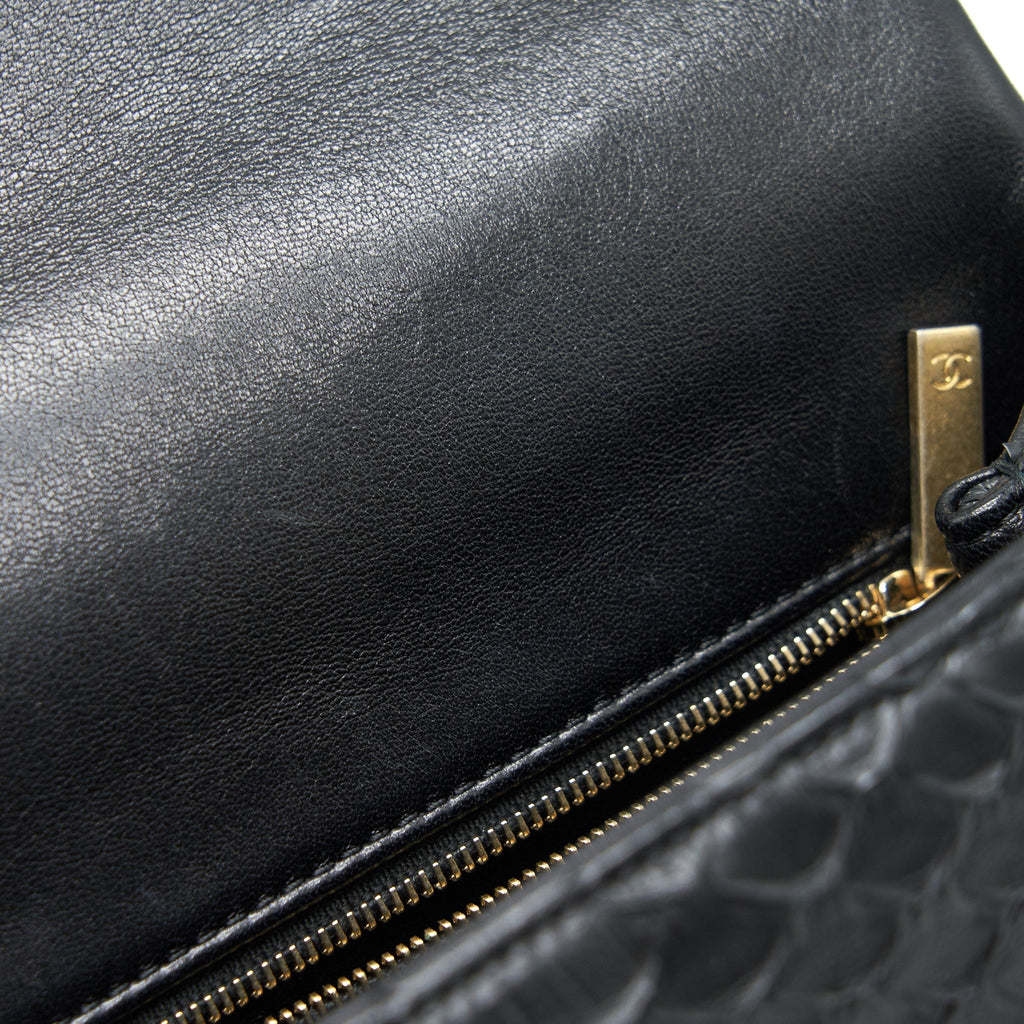 Chanel Coco Handle Mini Python Leather Black