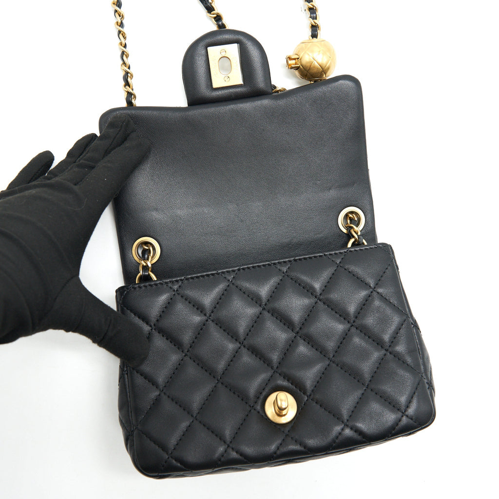 Chanel Pearl Crush Crush Mini Square Flap Bag Black