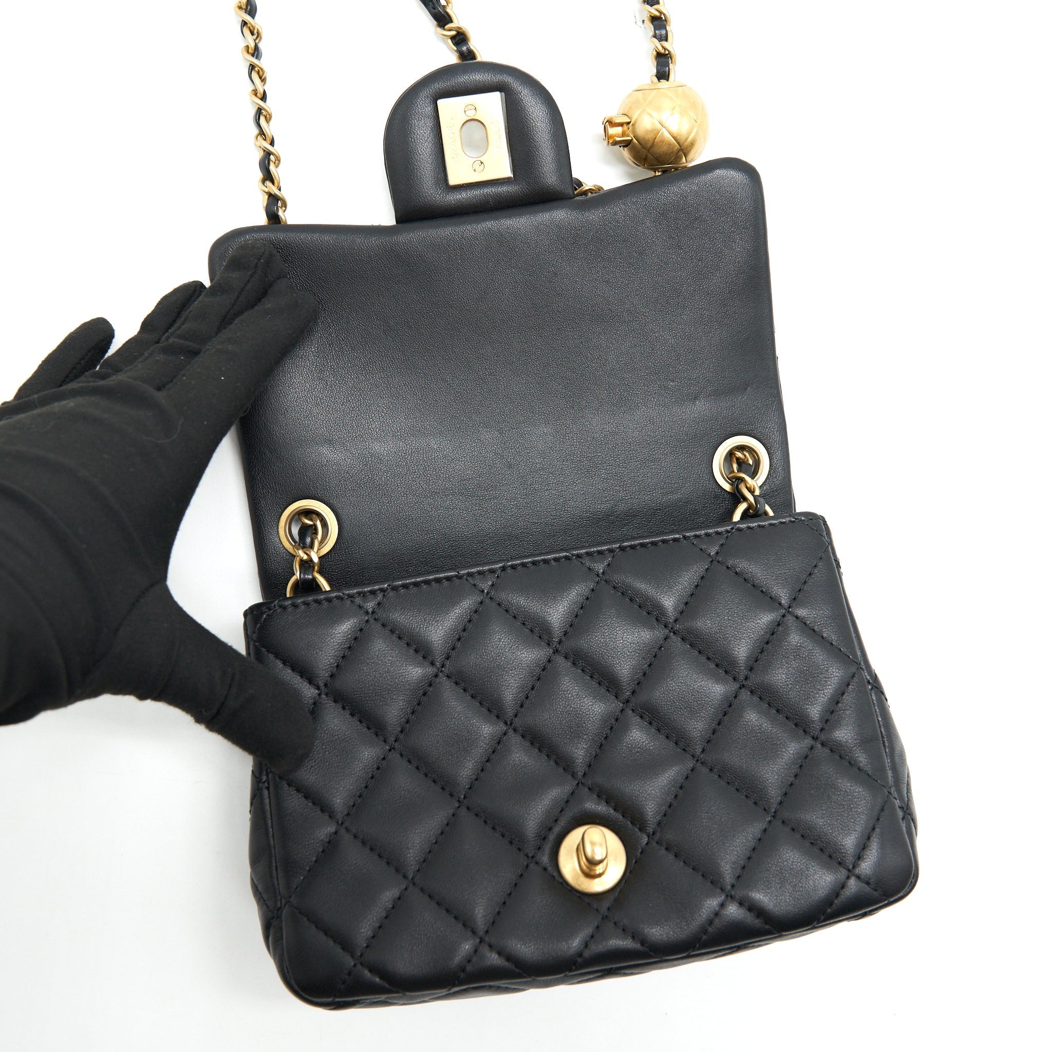 Chanel Pearl Crush Crush Mini Square Flap Bag Black
