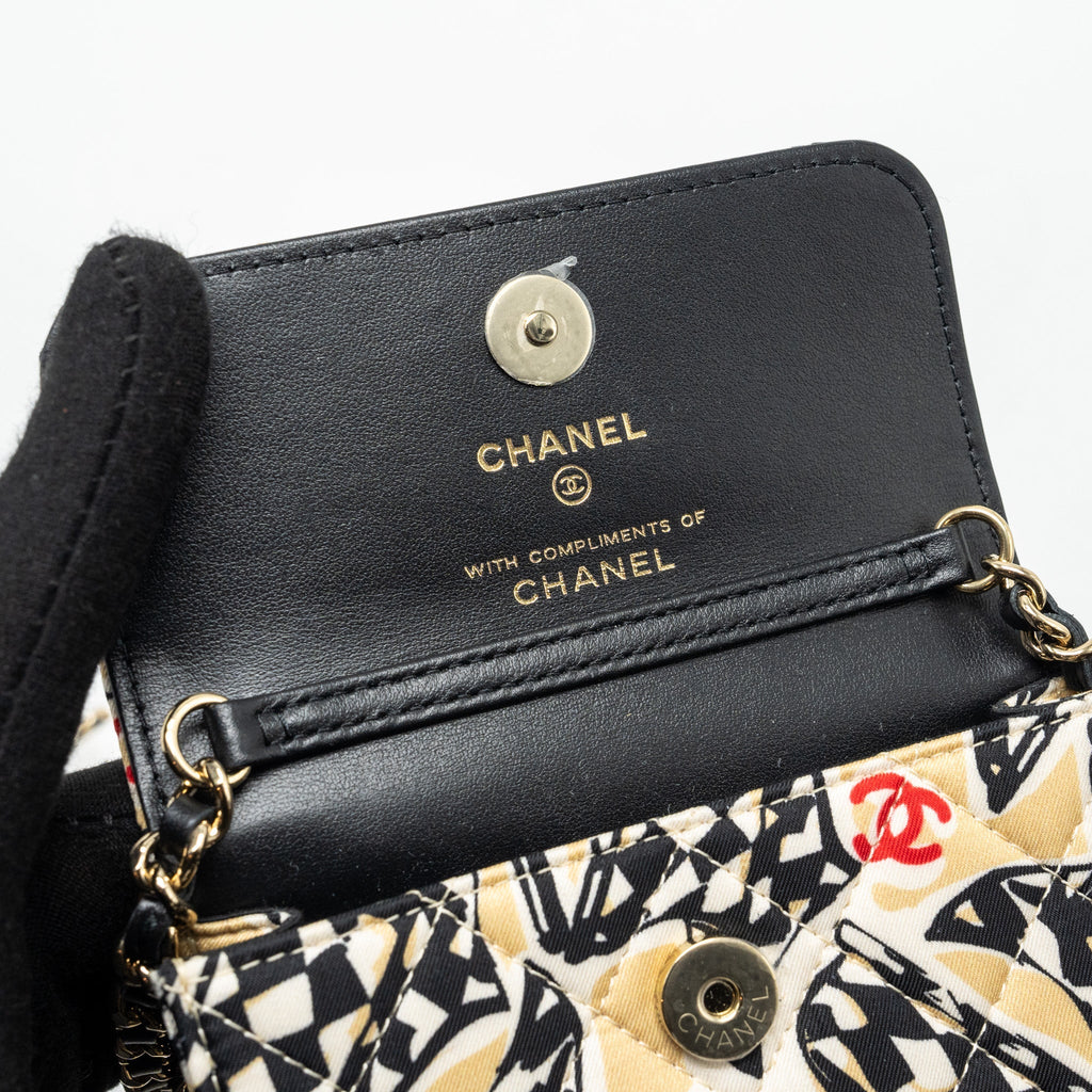 Chanel Mini Clutch With Chain Fabric Multicolour L (Microchip)