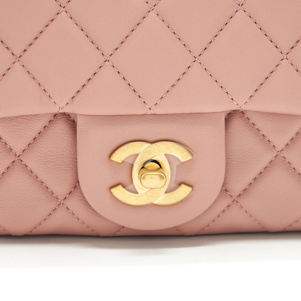 Chanel 21B Light Pink Pearl Crush Mini Square Flap Bag