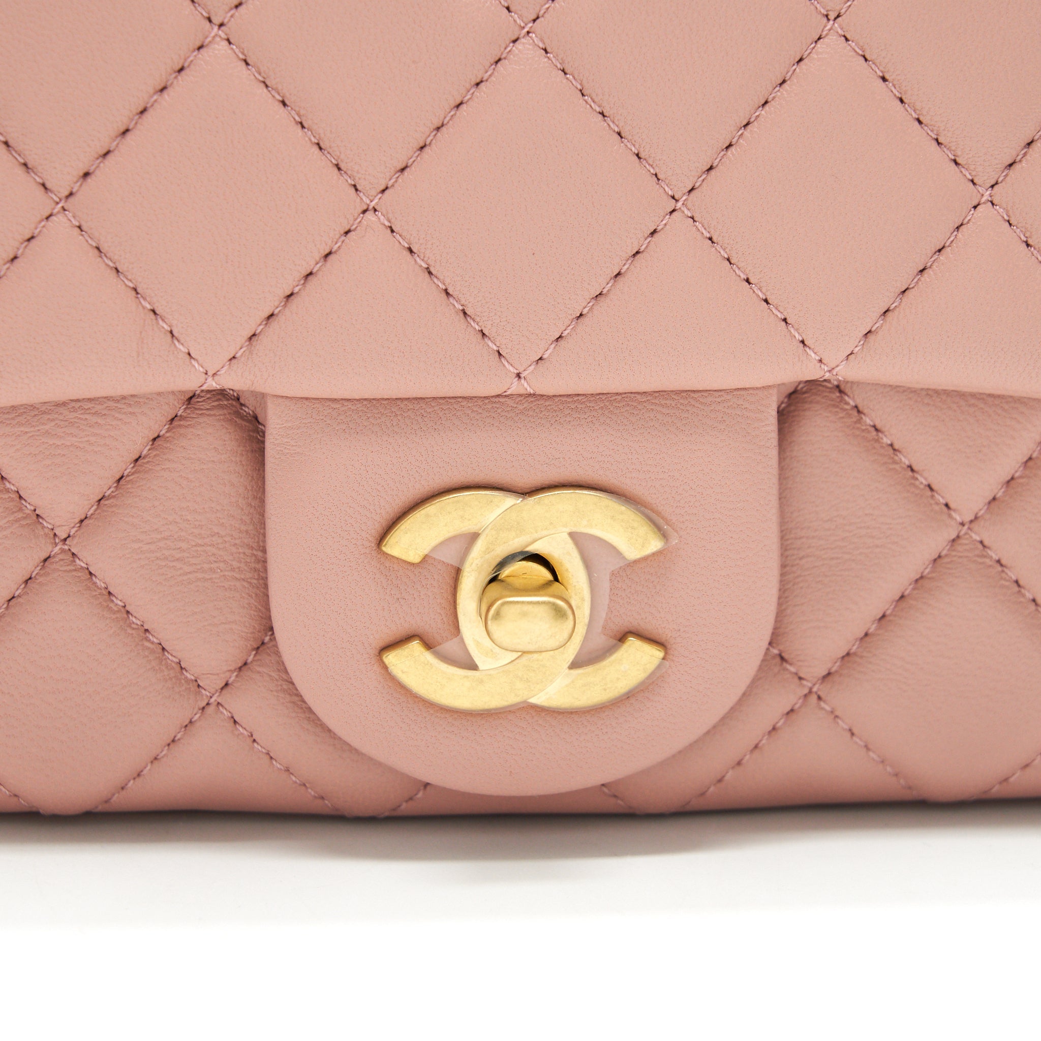 Chanel 21B Light Pink Pearl Crush Mini Square Flap Bag