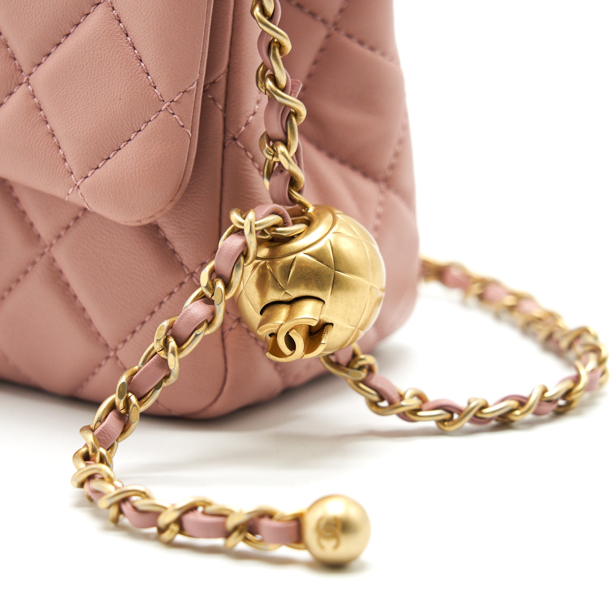 Chanel 21B Light Pink Pearl Crush Mini Square Flap Bag