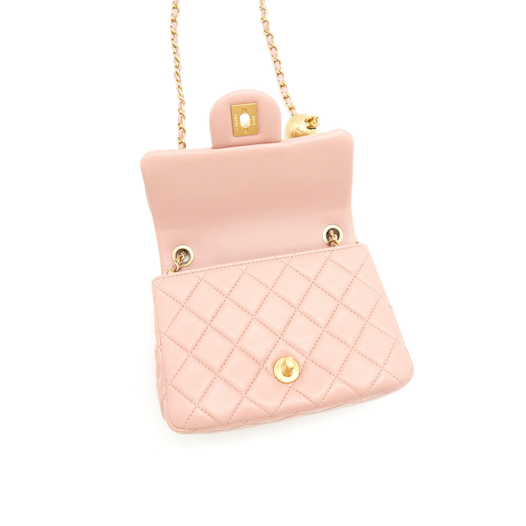 Chanel 21B Light Pink Pearl Crush Mini Square Flap Bag