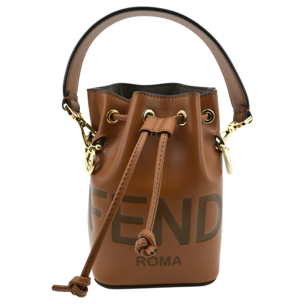 FENDI Mon Tresor Leather Bucket Crossbody Bag Brown