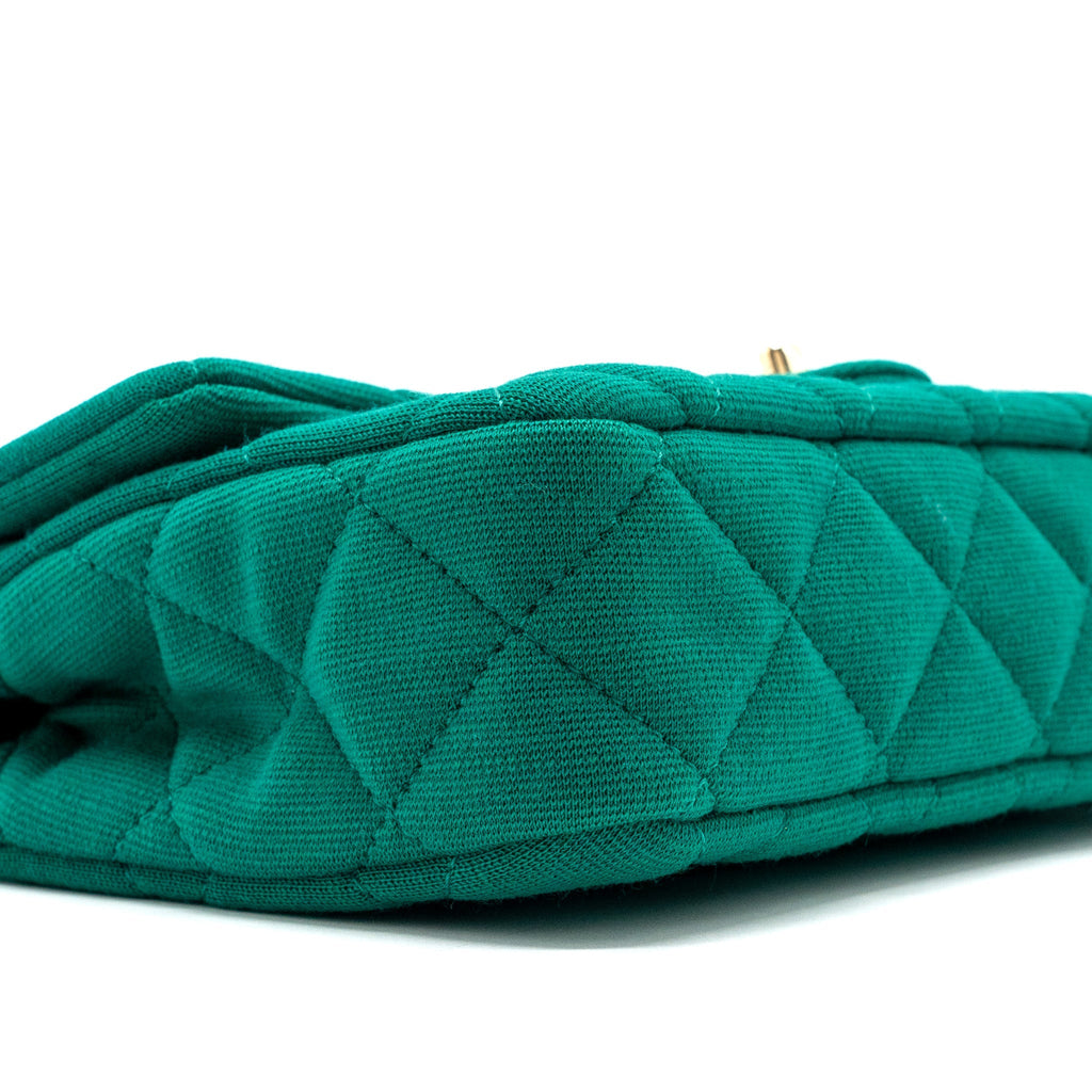 Chanel 23a Classic Flap Clutch Fabric Green L(Microchip)